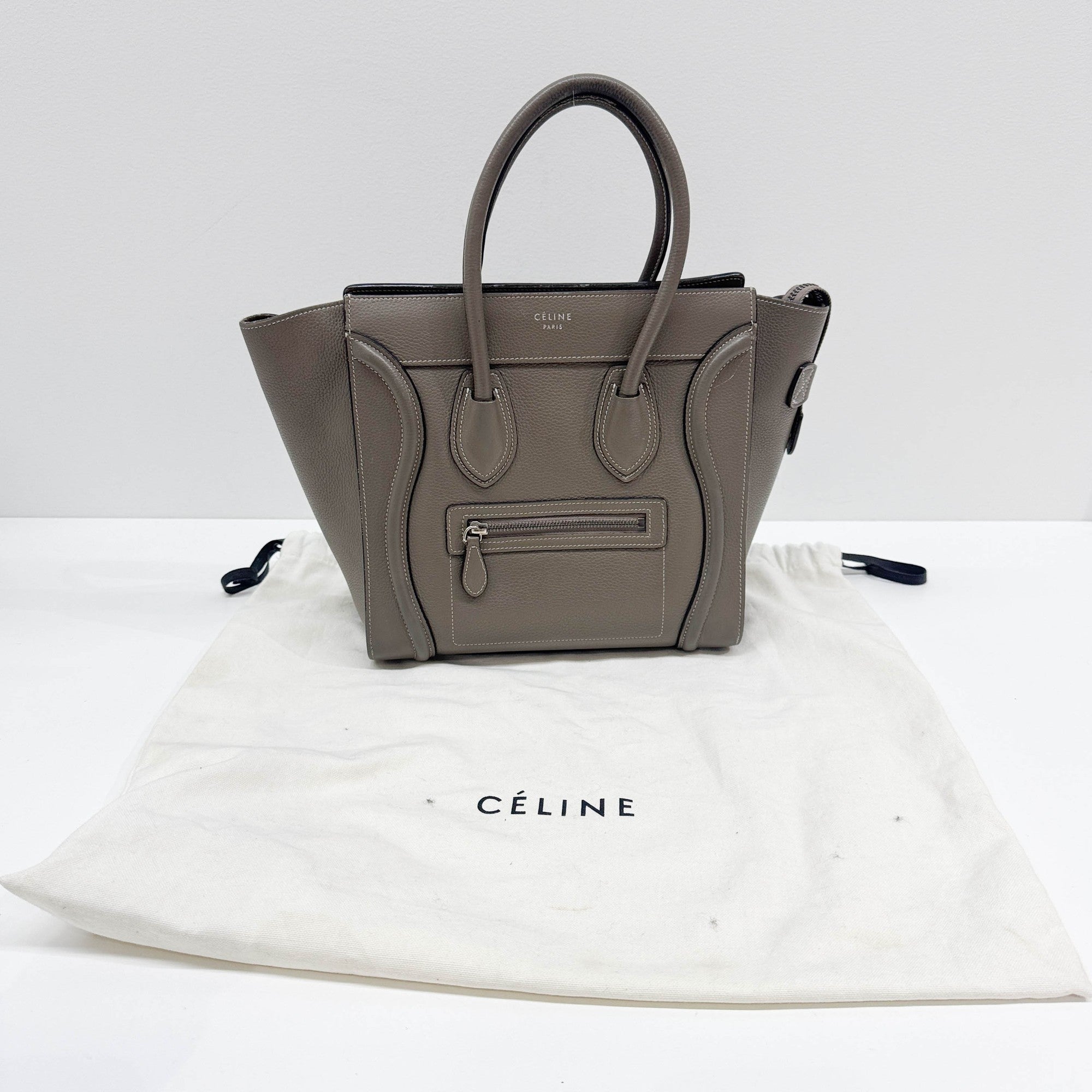 Micro Luggage Elephant Gray Leather Hand Bag