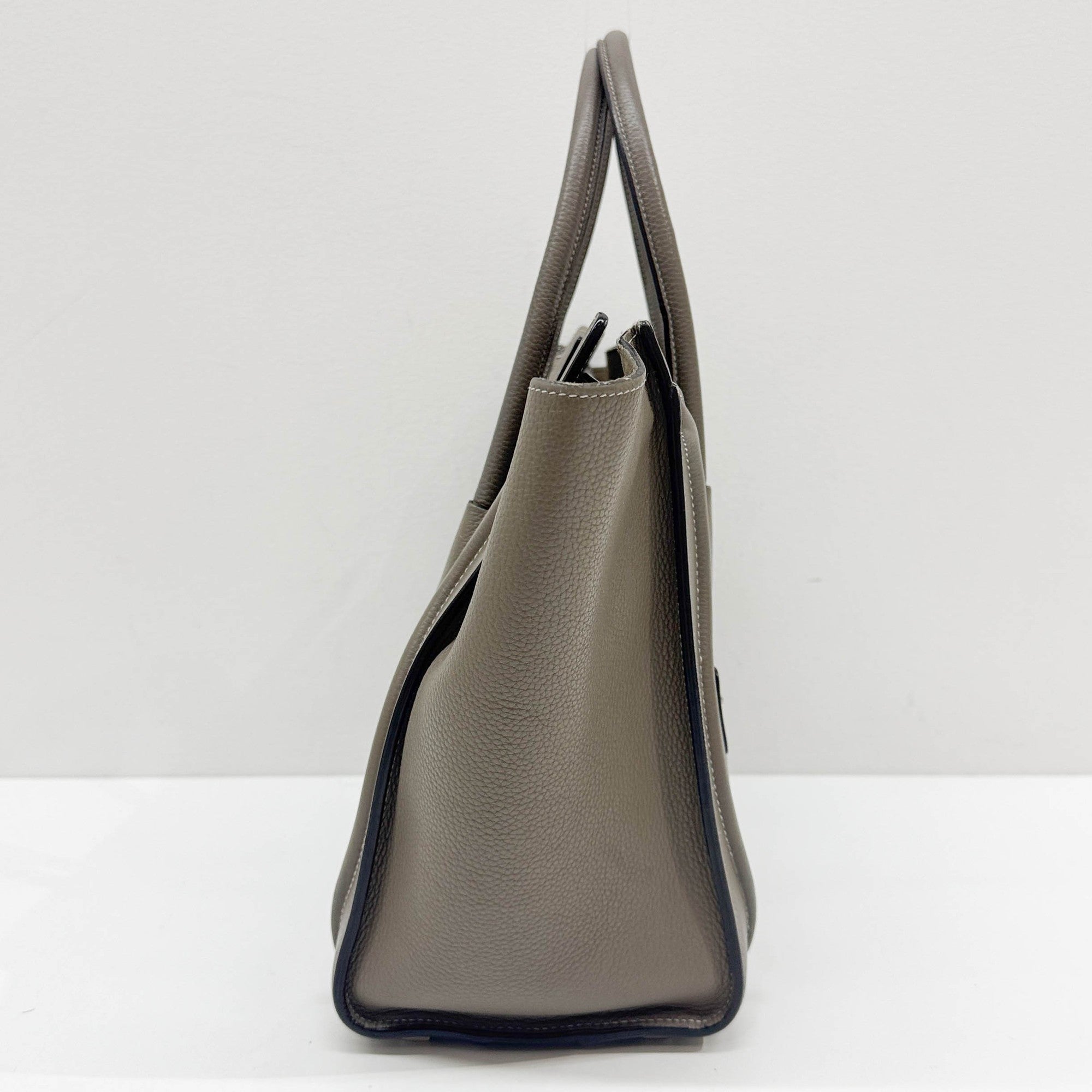 Micro Luggage Elephant Gray Leather Hand Bag