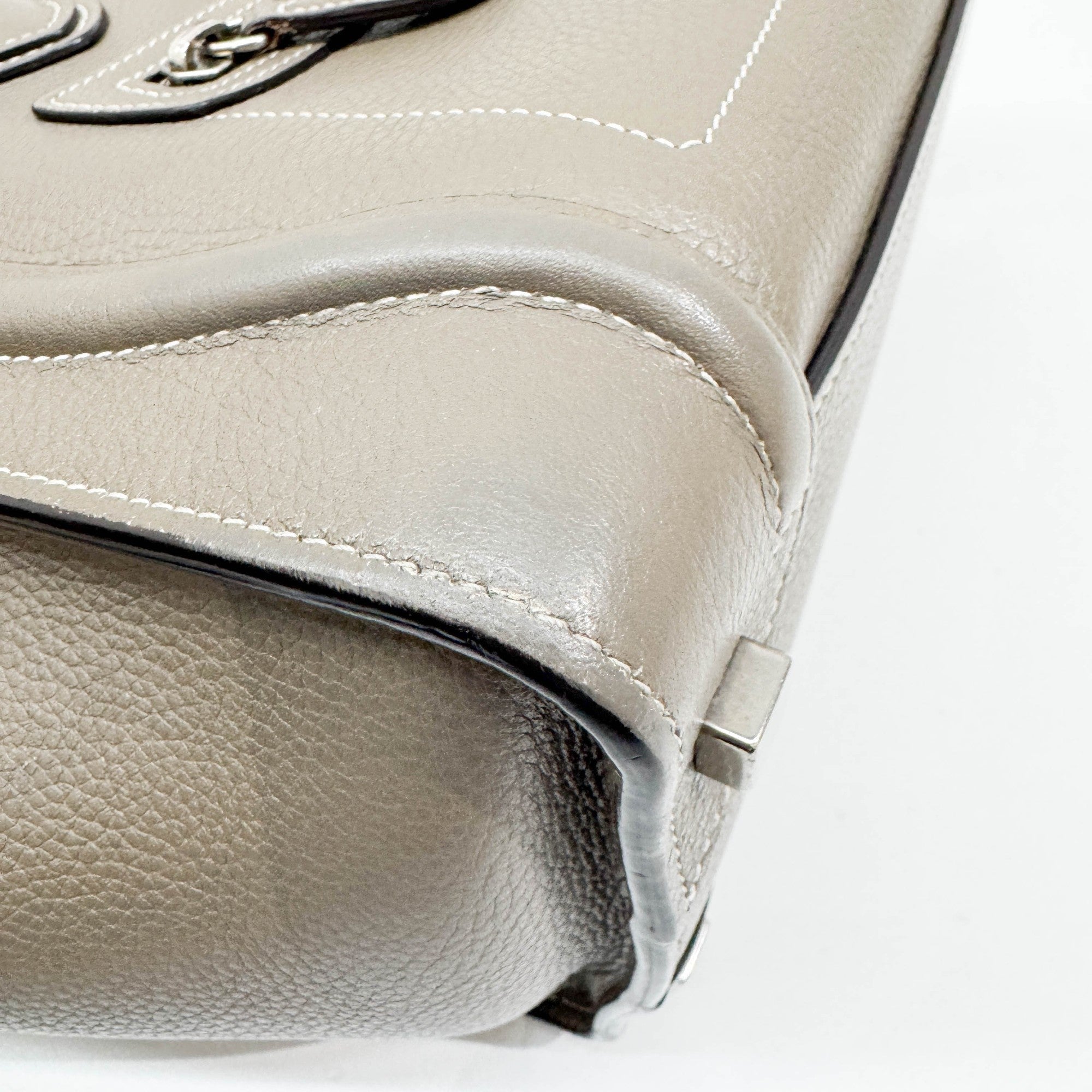 Micro Luggage Elephant Gray Leather Hand Bag