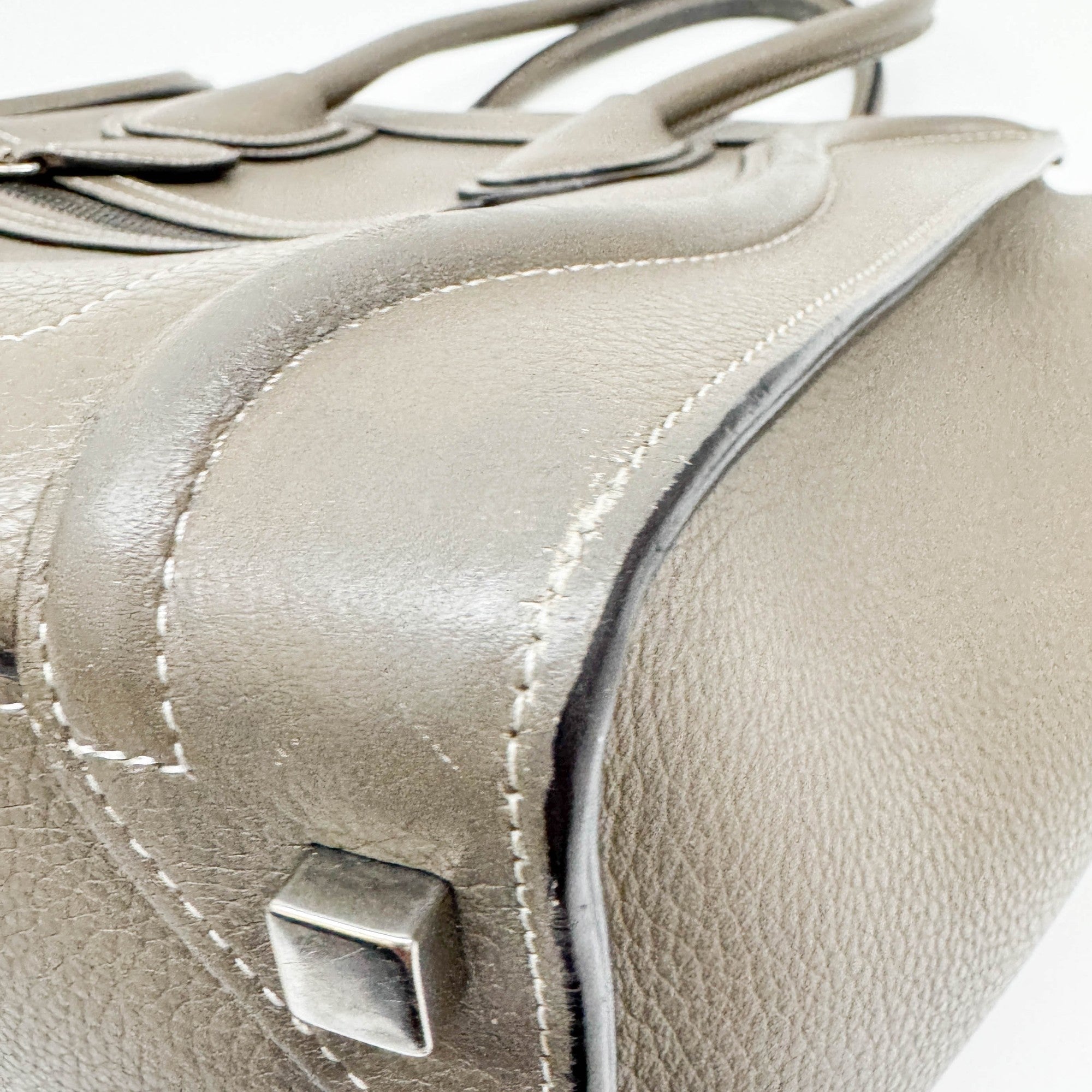 Micro Luggage Elephant Gray Leather Hand Bag