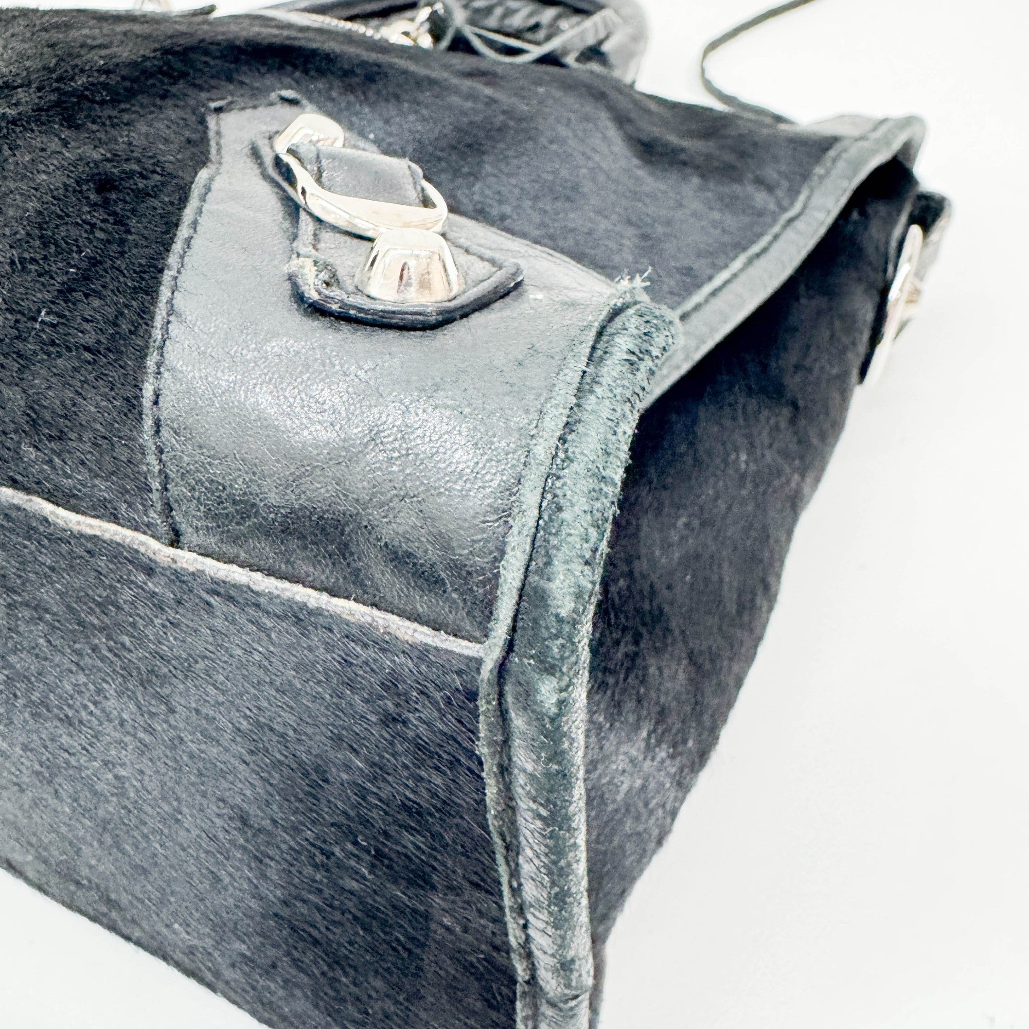 The City Black Pony Hair Hand Bag