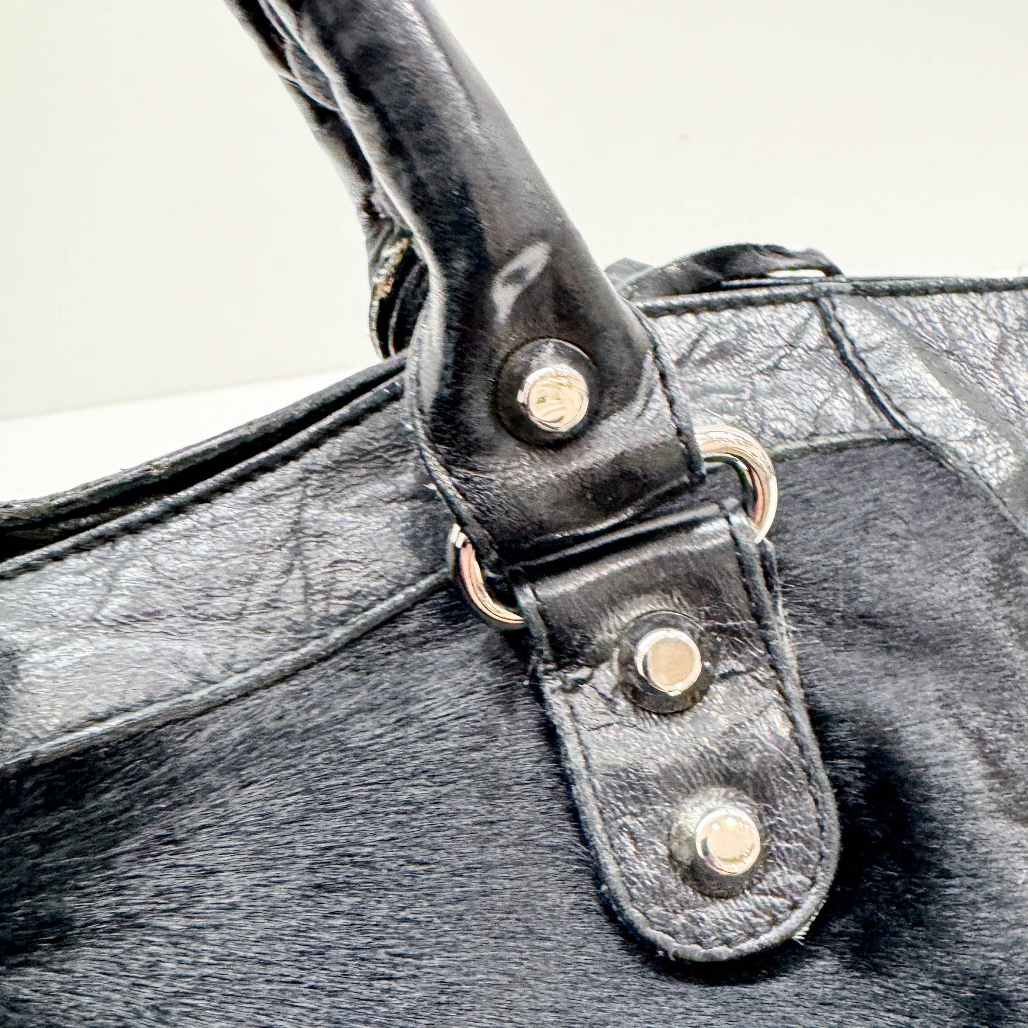 The City Black Pony Hair Hand Bag