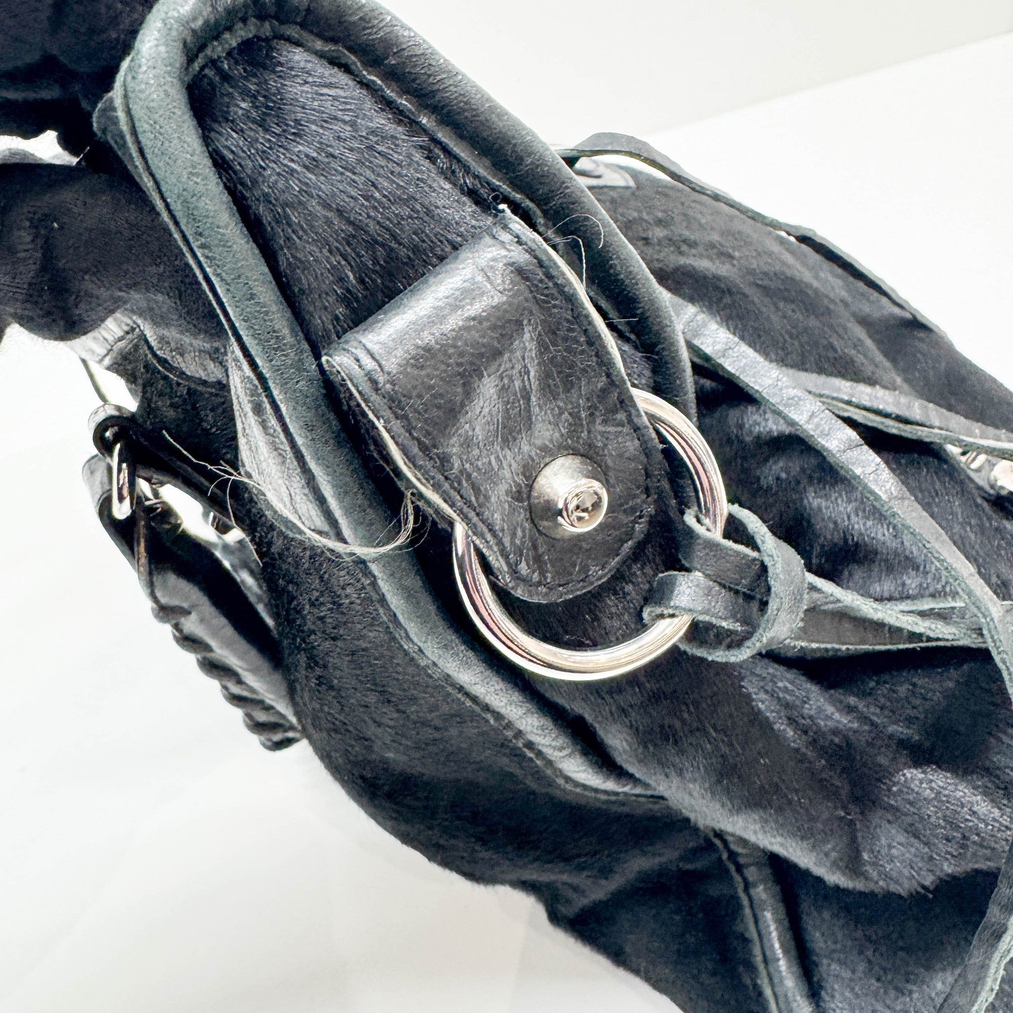 The City Black Pony Hair Hand Bag