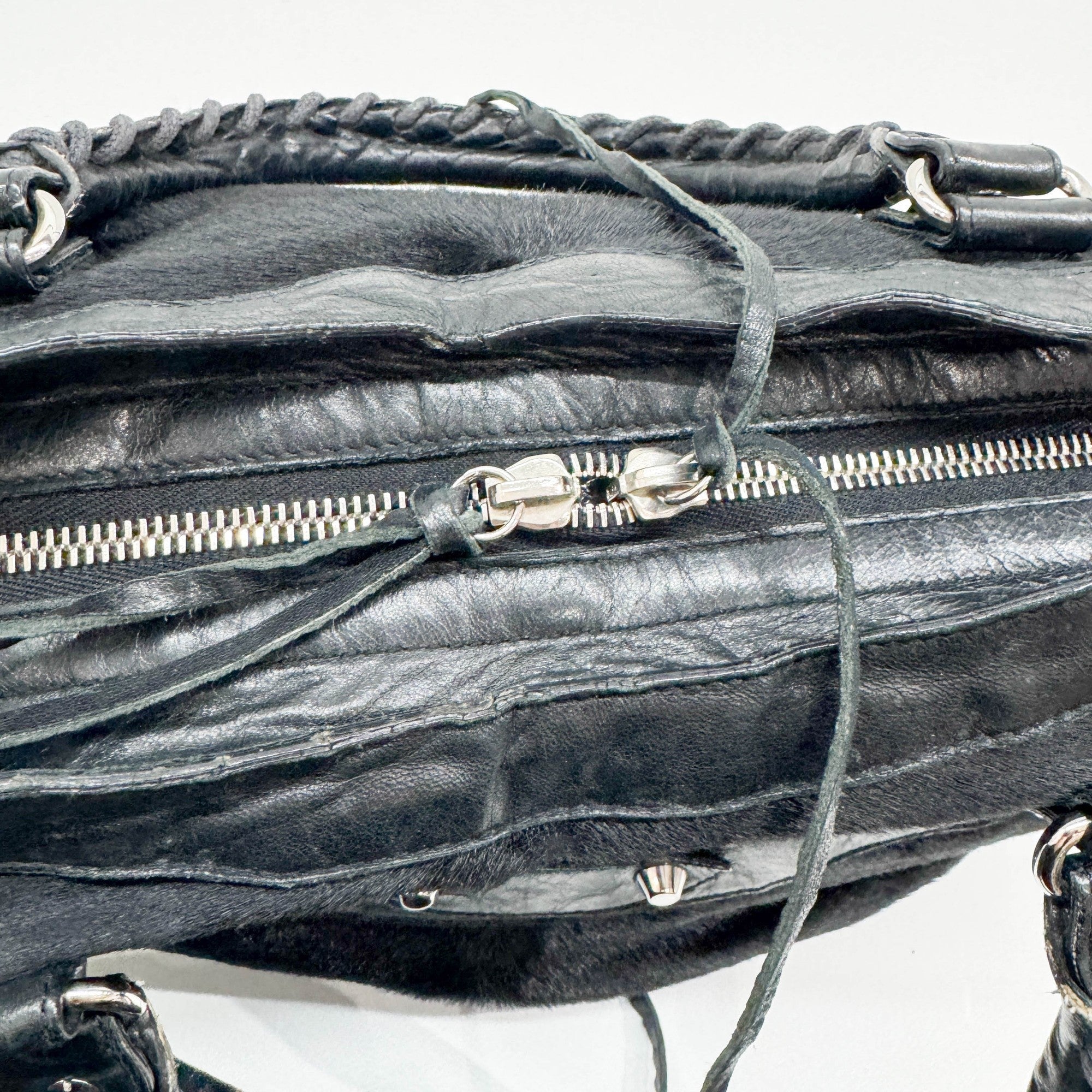 The City Black Pony Hair Hand Bag