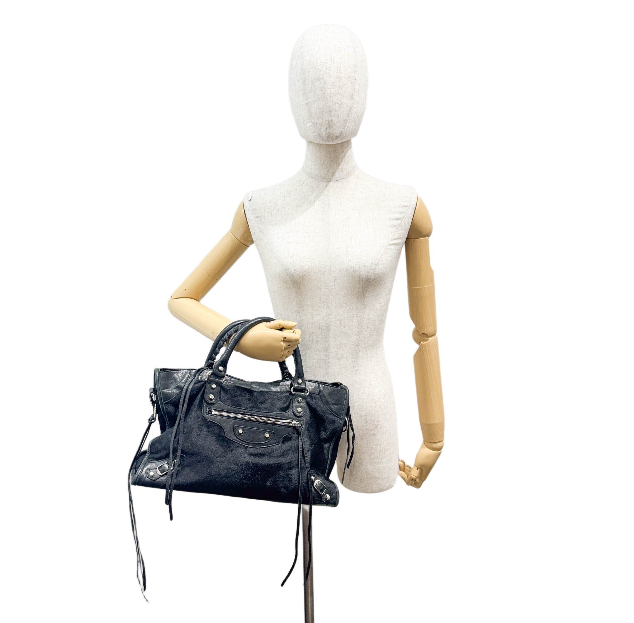 The City Black Pony Hair Hand Bag