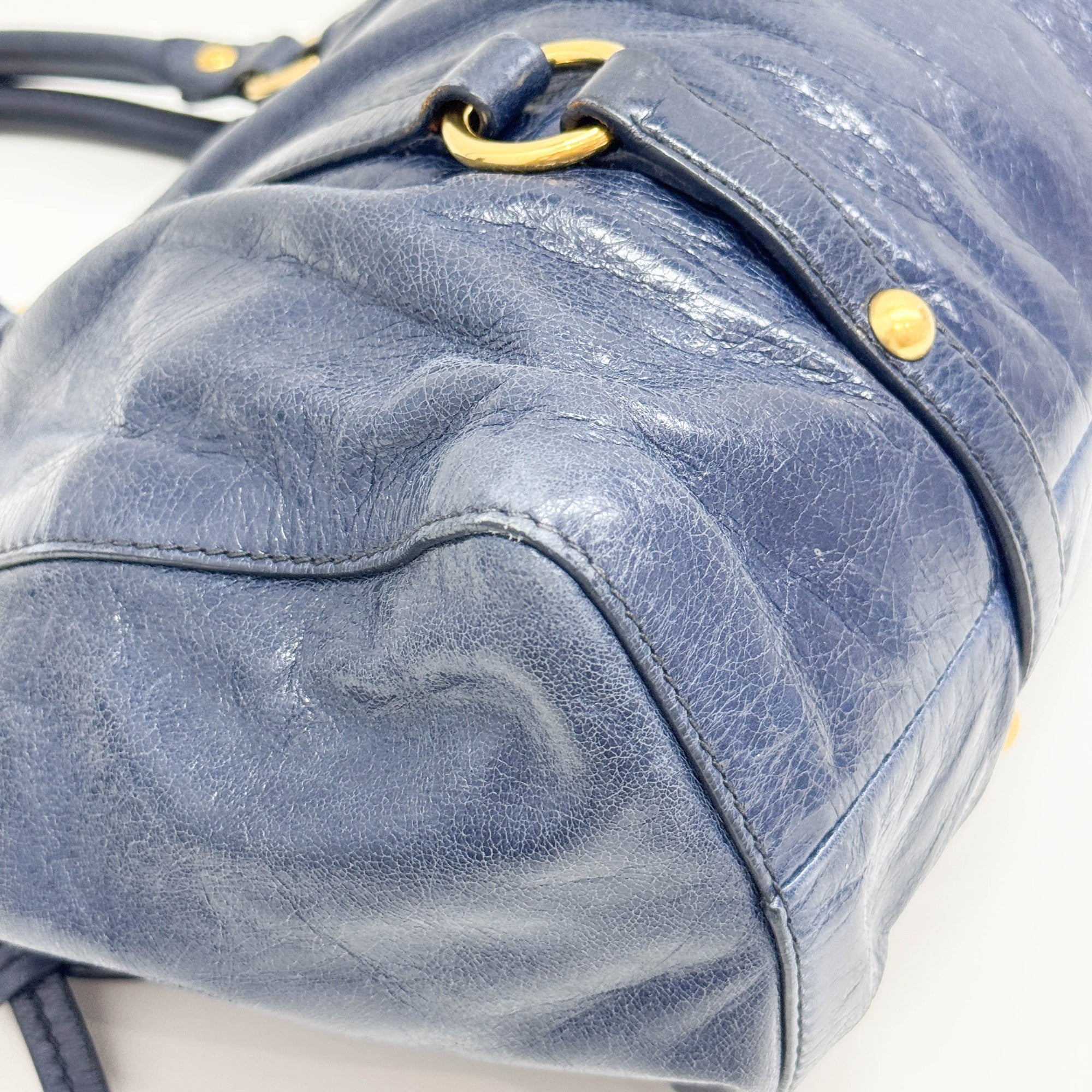 Vitello Cobalt Blue Leather Hand Bag