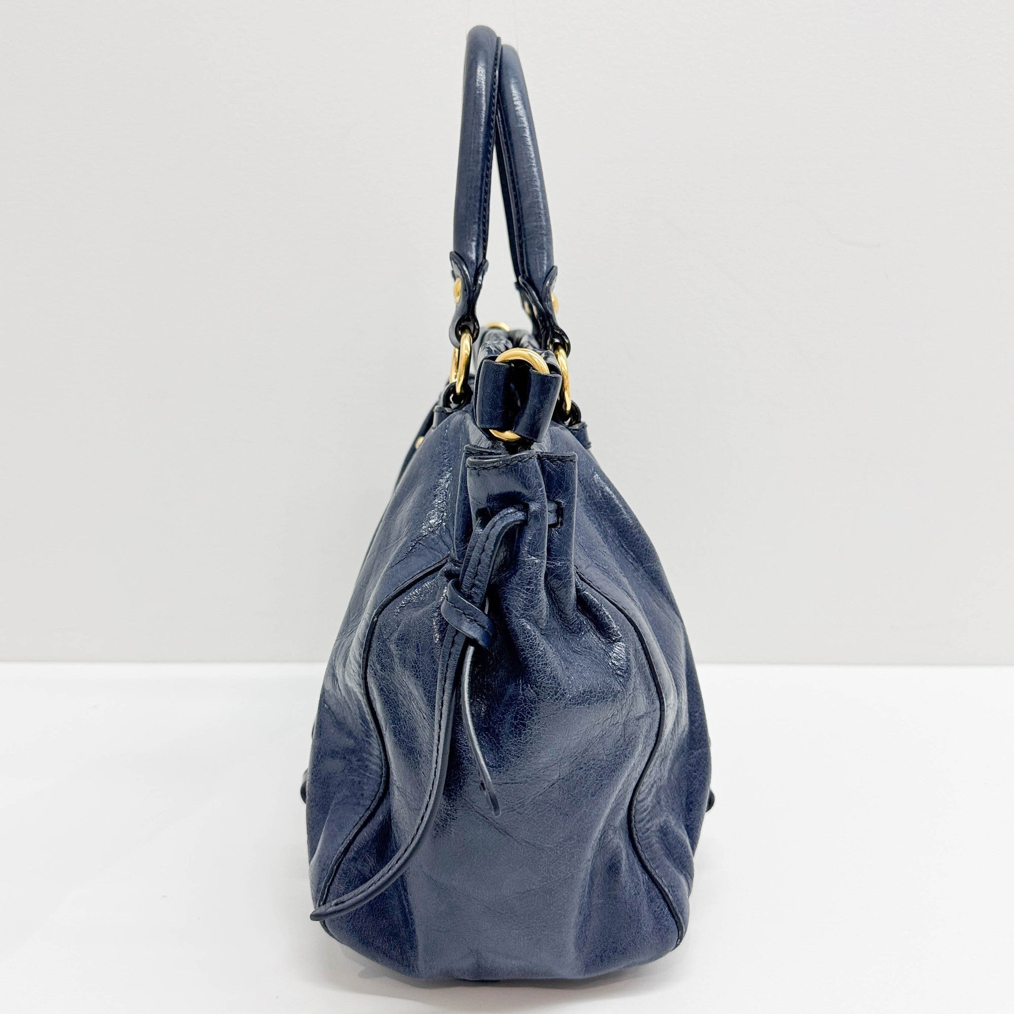 Vitello Cobalt Blue Leather Hand Bag