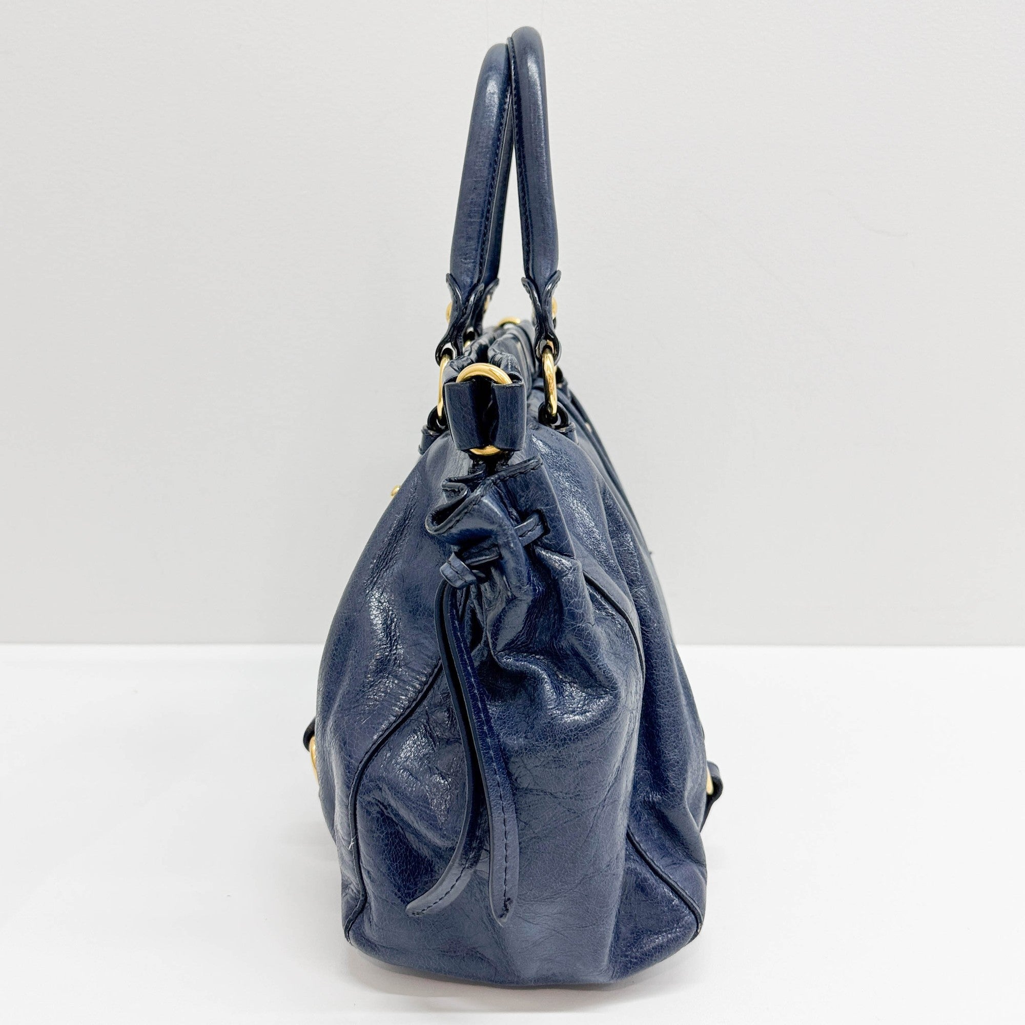 Vitello Cobalt Blue Leather Hand Bag