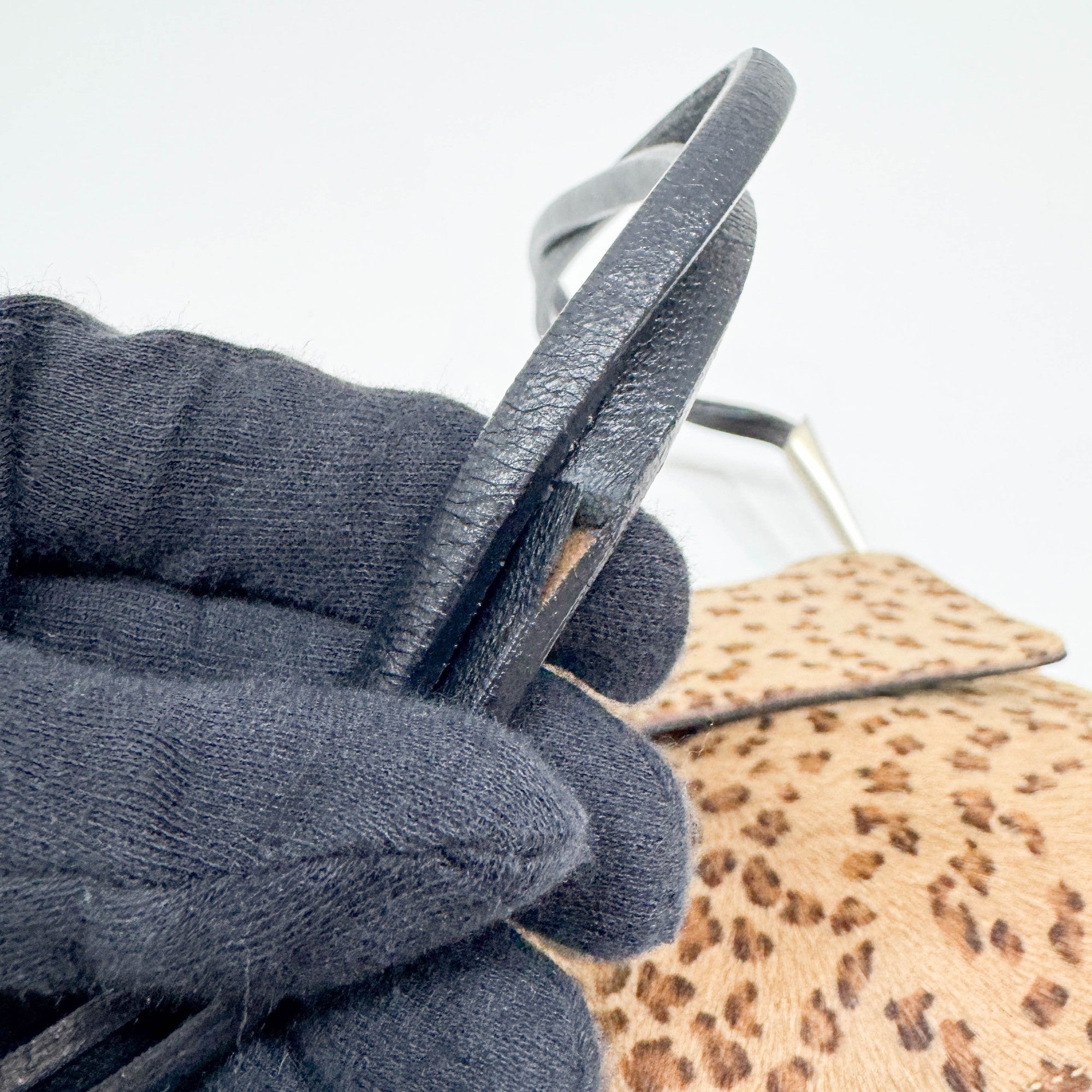 Tan Leopard Print Pony Hair Shoulder Bag