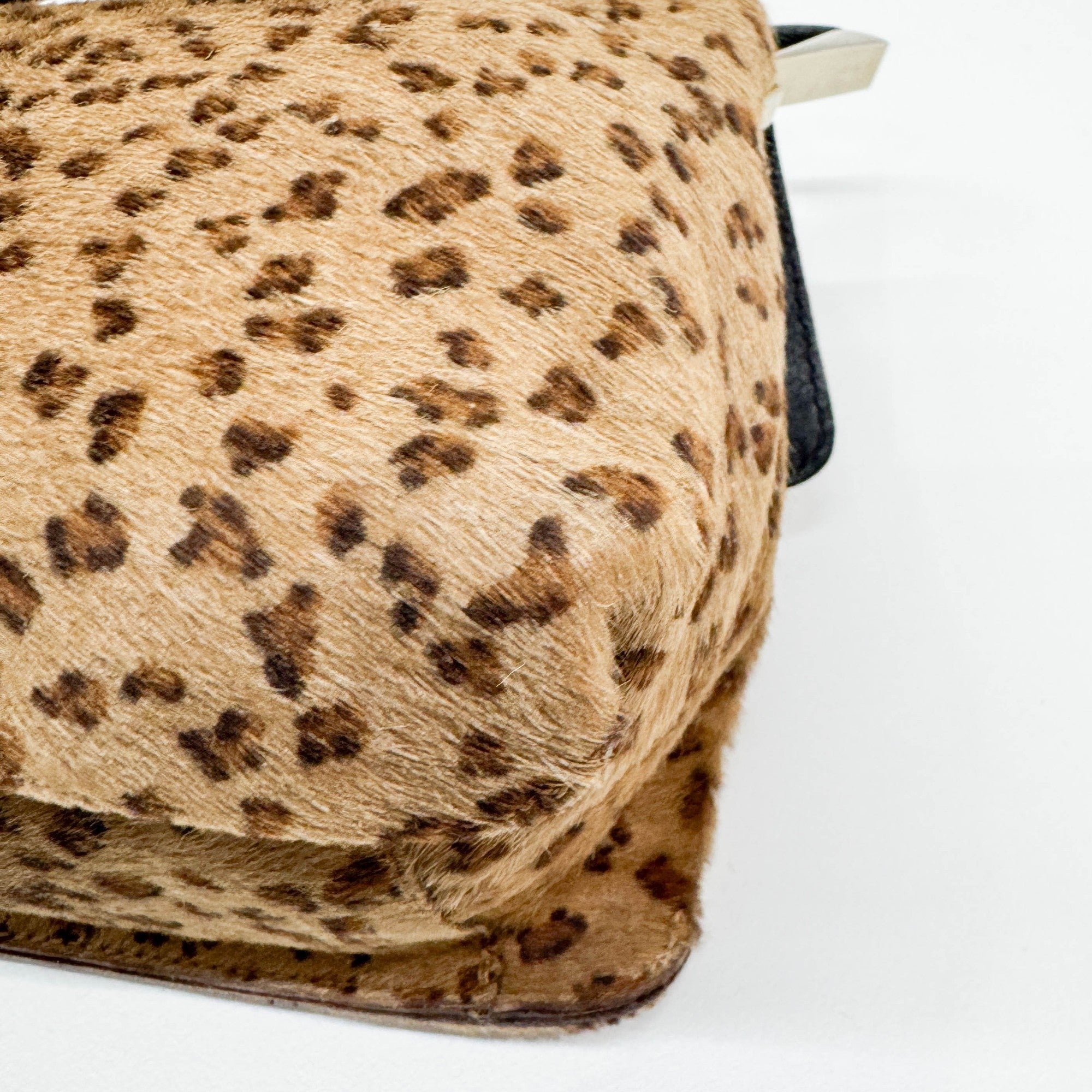 Tan Leopard Print Pony Hair Shoulder Bag