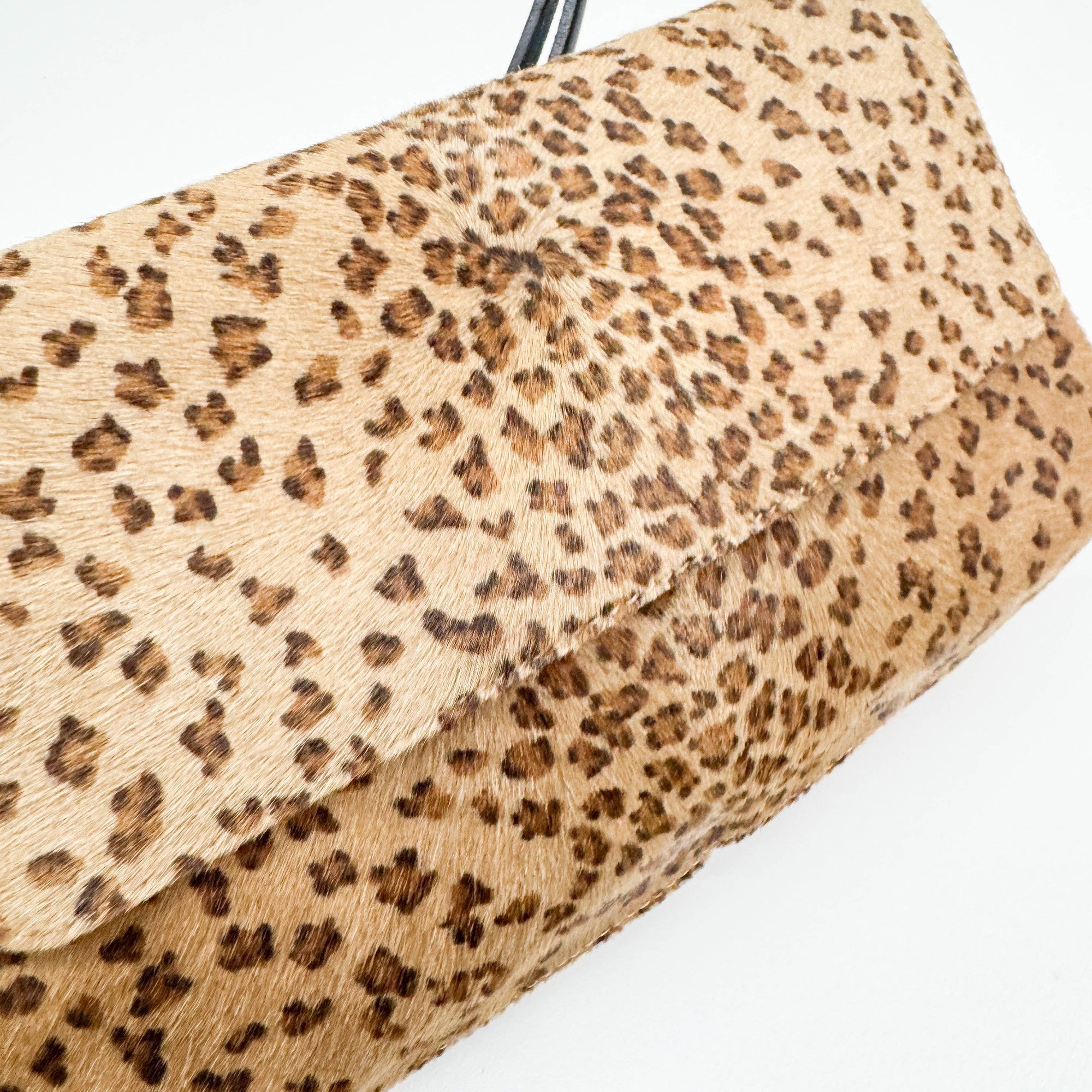 Tan Leopard Print Pony Hair Shoulder Bag