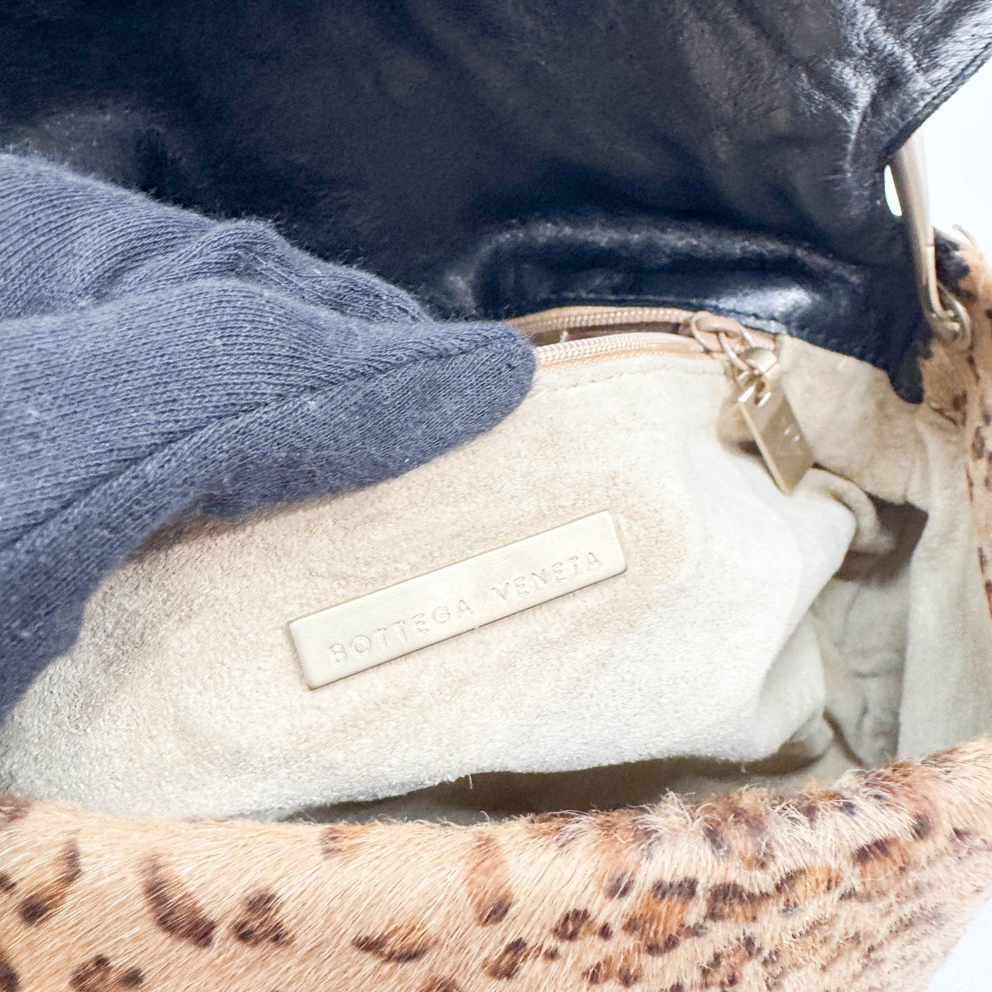 Tan Leopard Print Pony Hair Shoulder Bag