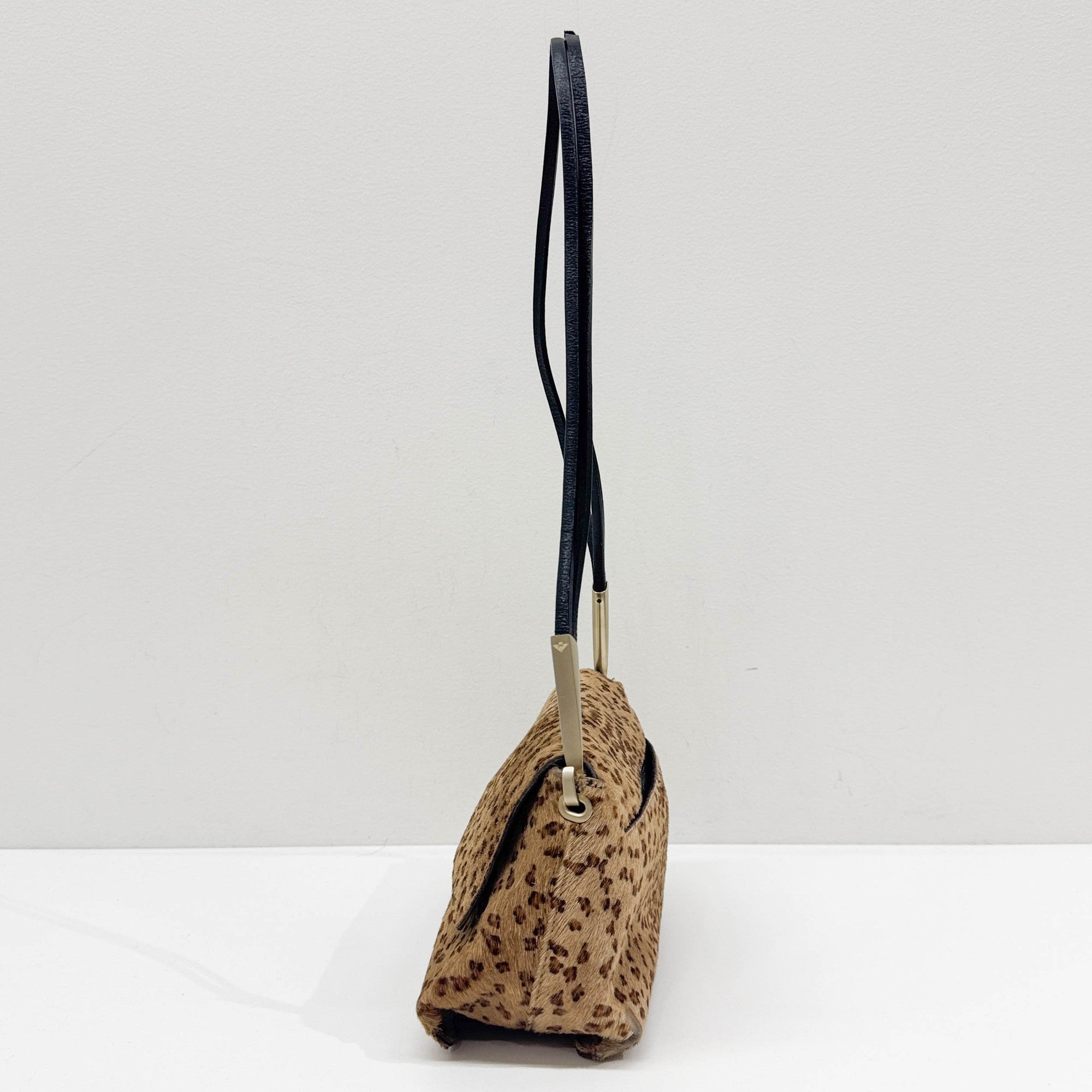 Tan Leopard Print Pony Hair Shoulder Bag