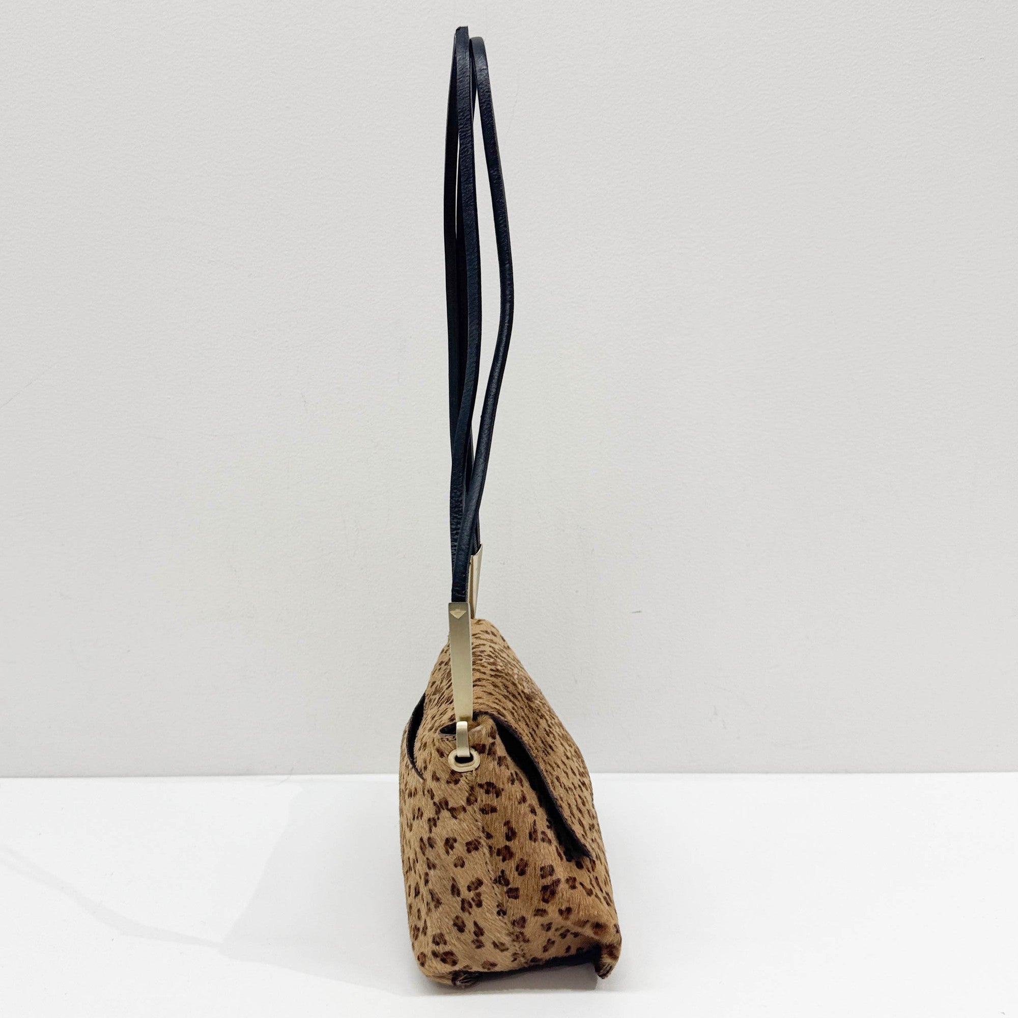 Tan Leopard Print Pony Hair Shoulder Bag