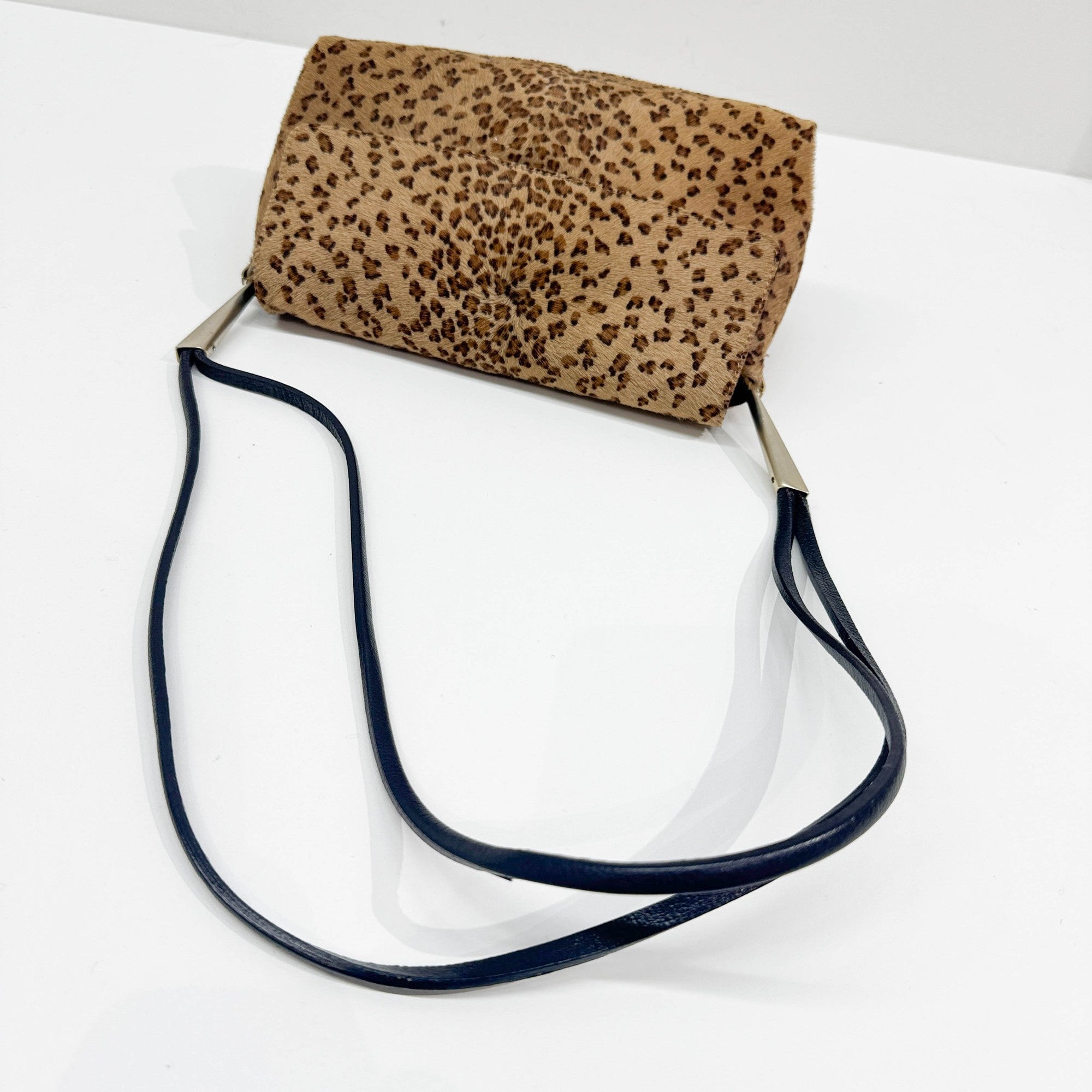 Tan Leopard Print Pony Hair Shoulder Bag