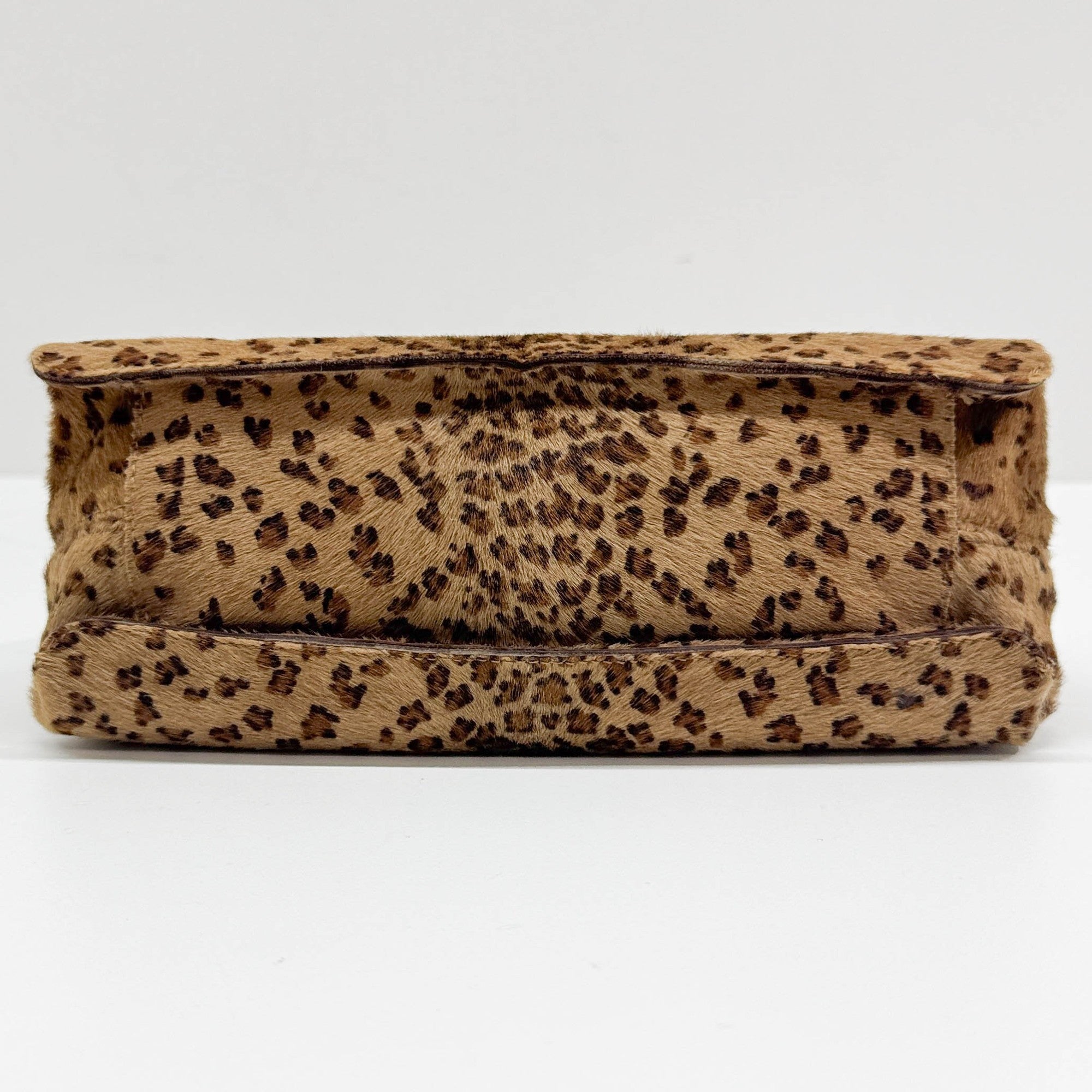 Tan Leopard Print Pony Hair Shoulder Bag