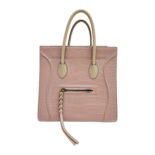 Luggage Phantom Pink Crocodile Embossed Leather Hand Bag