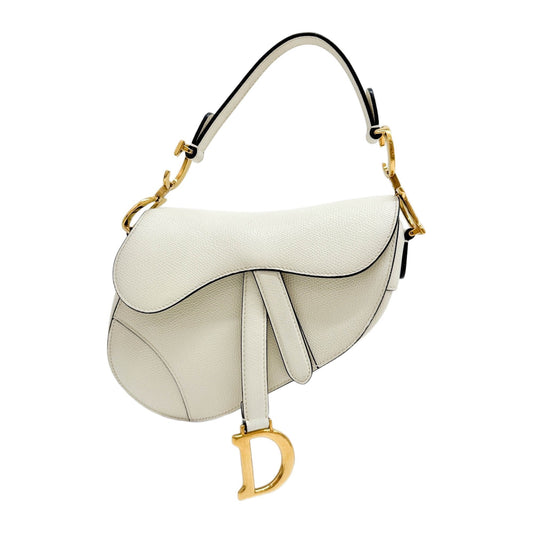 Mini Saddle Whitre Leather Hand Bag