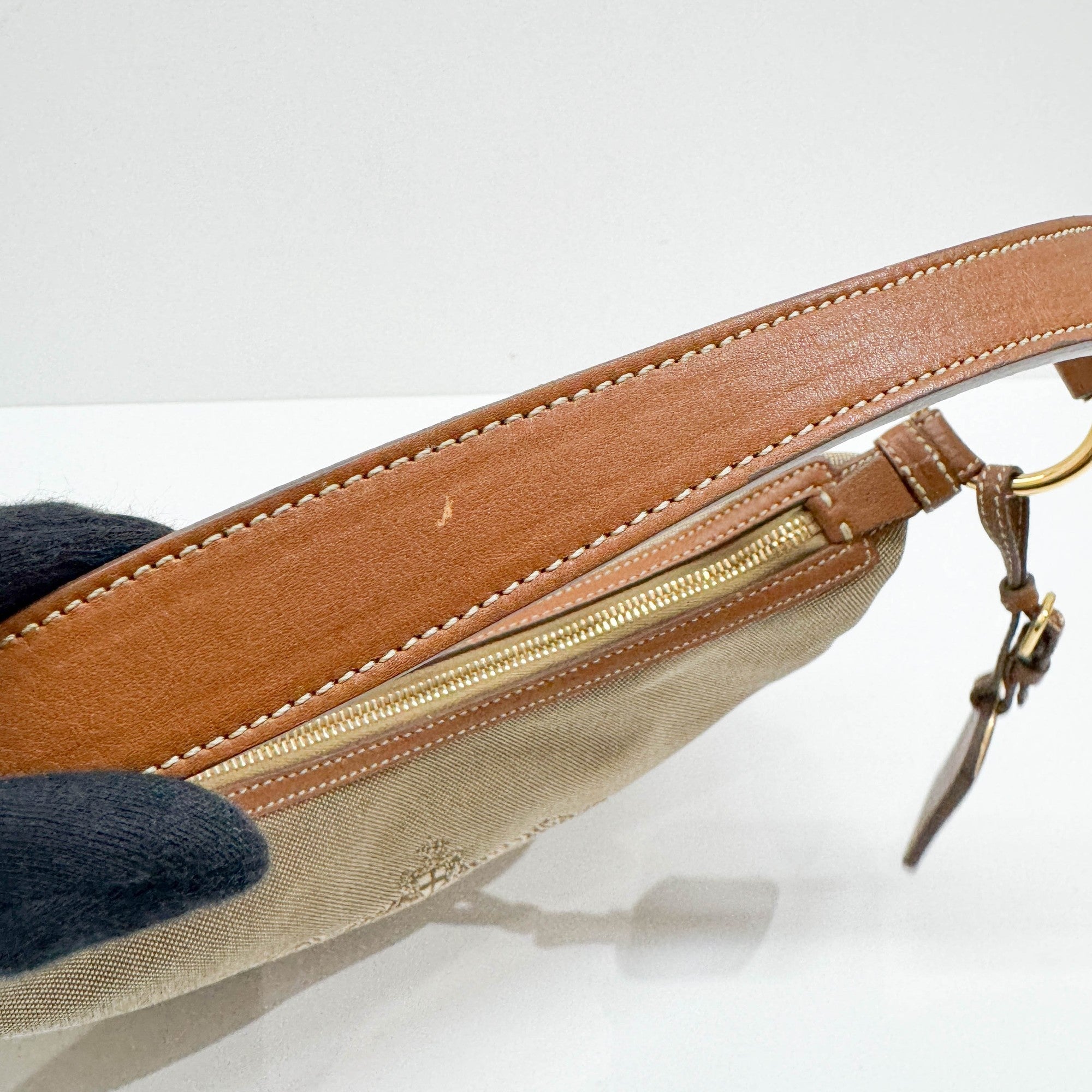 Jacquard Brown Canvas Shoulder Bag