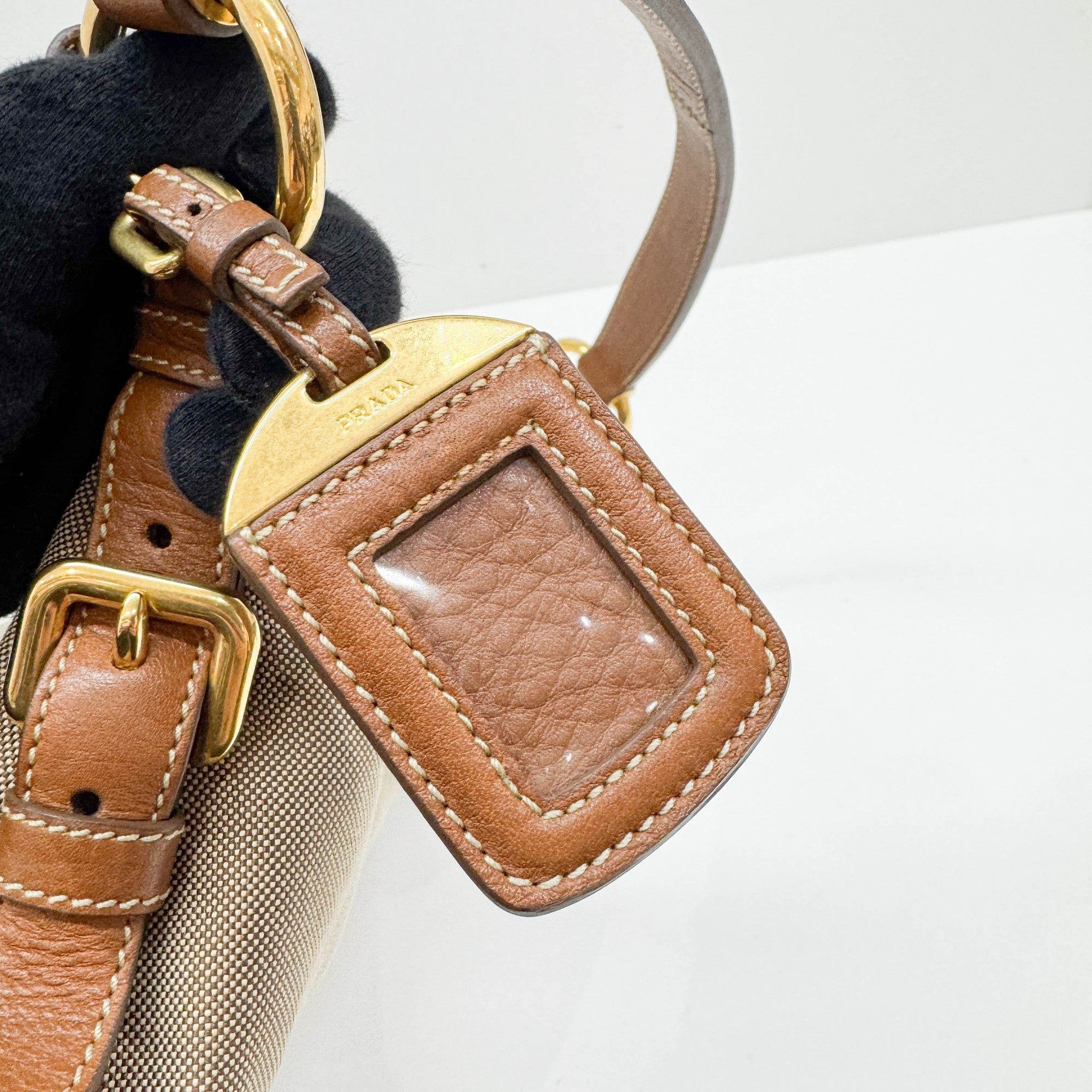 Jacquard Brown Canvas Shoulder Bag