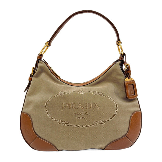 Jacquard Brown Canvas Shoulder Bag