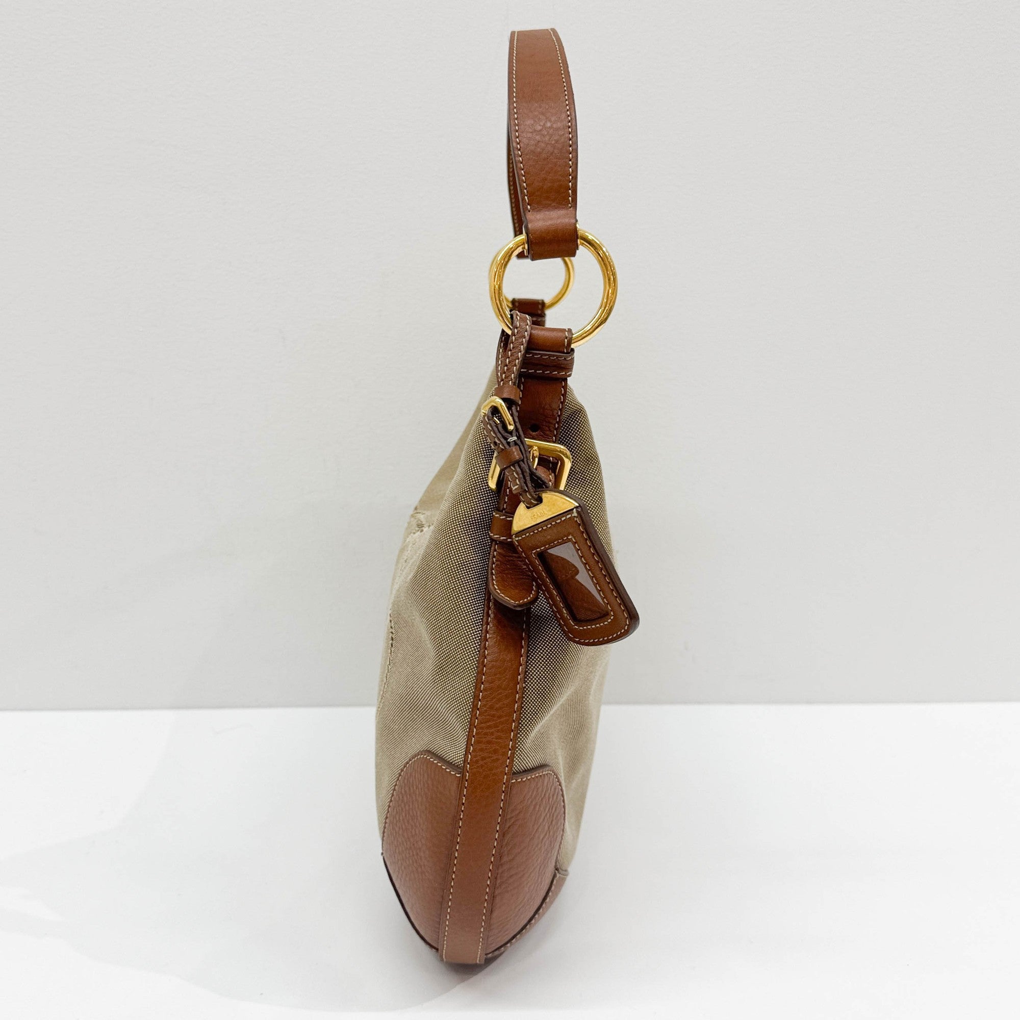 Jacquard Brown Canvas Shoulder Bag