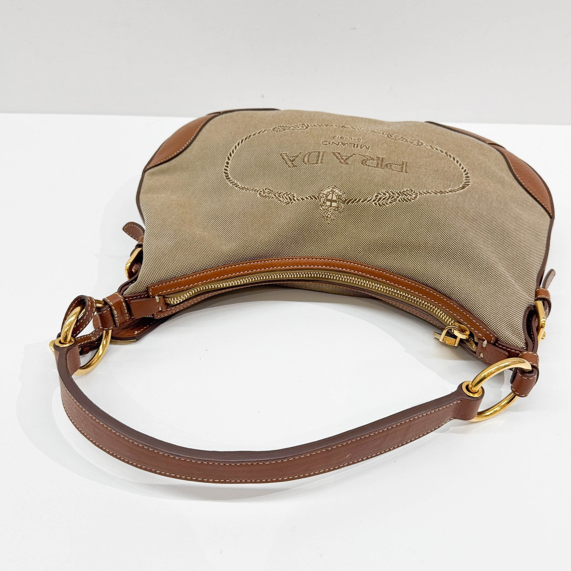 Jacquard Brown Canvas Shoulder Bag