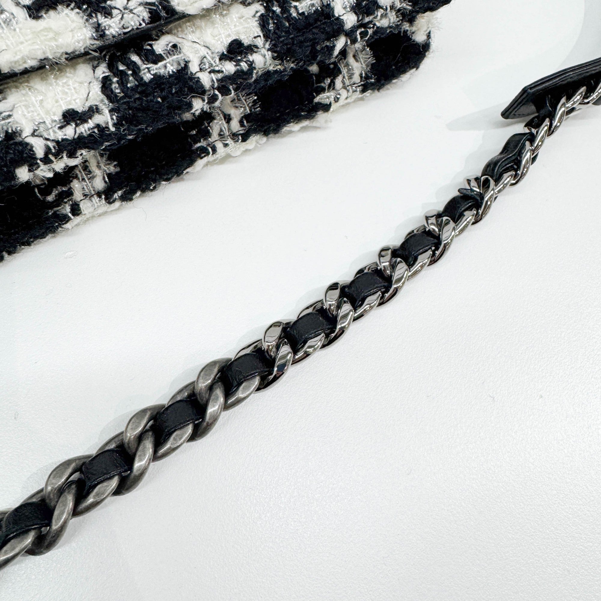 19 Black & White Tweed Wallet Two Way Bag