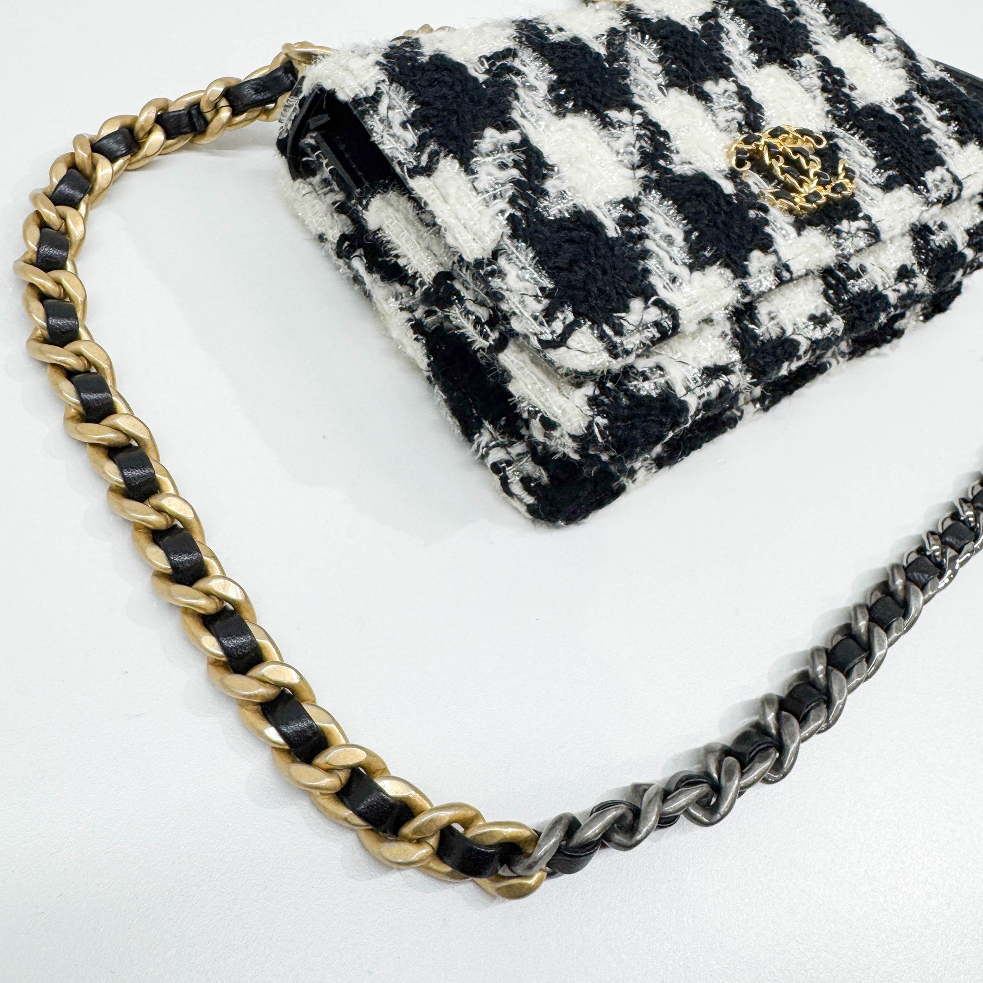 19 Black & White Tweed Wallet Two Way Bag