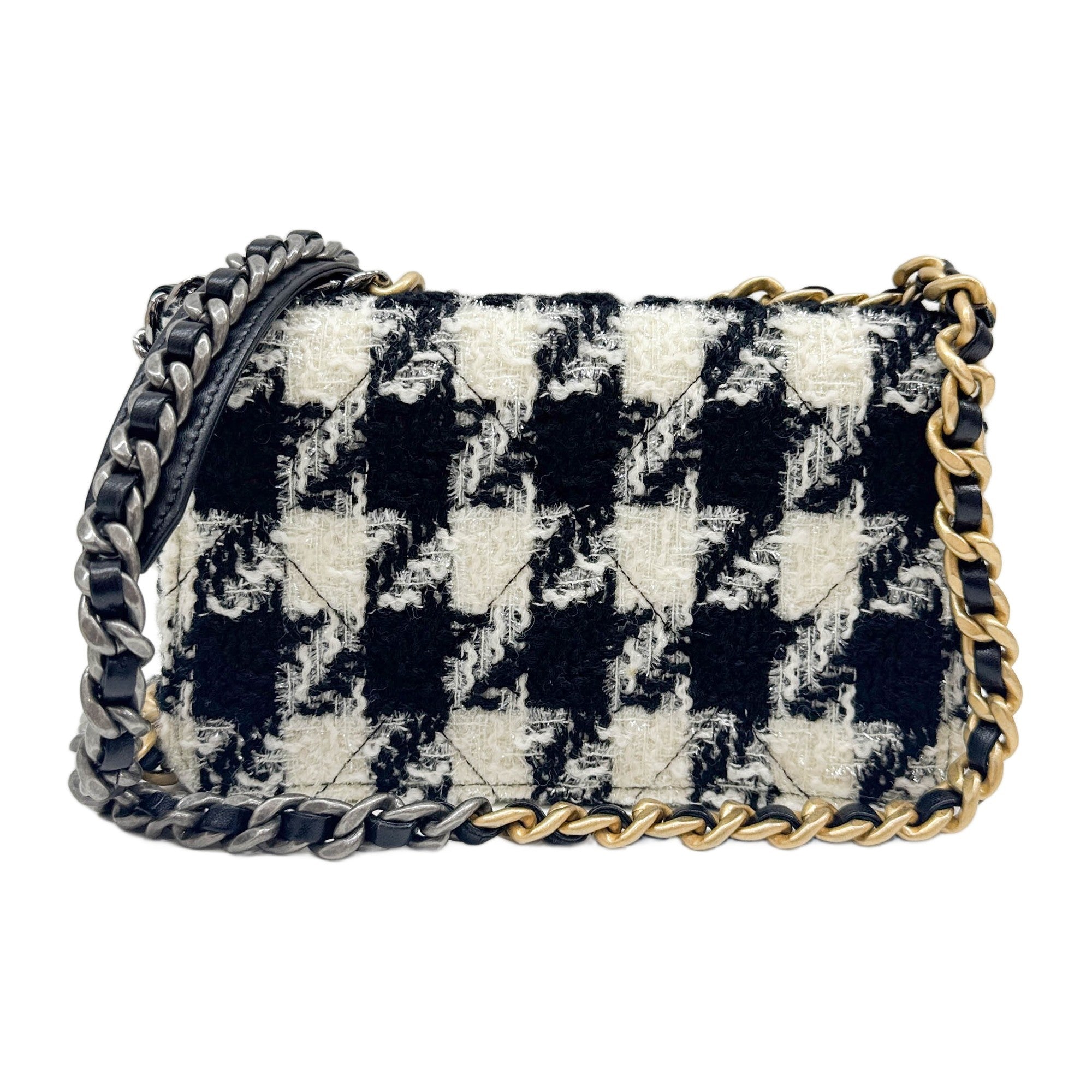 19 Black & White Tweed Wallet Two Way Bag