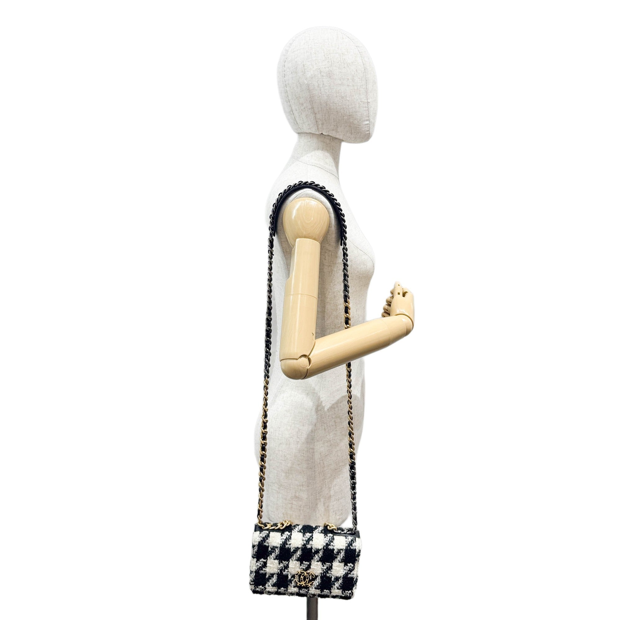 19 Black & White Tweed Wallet Two Way Bag