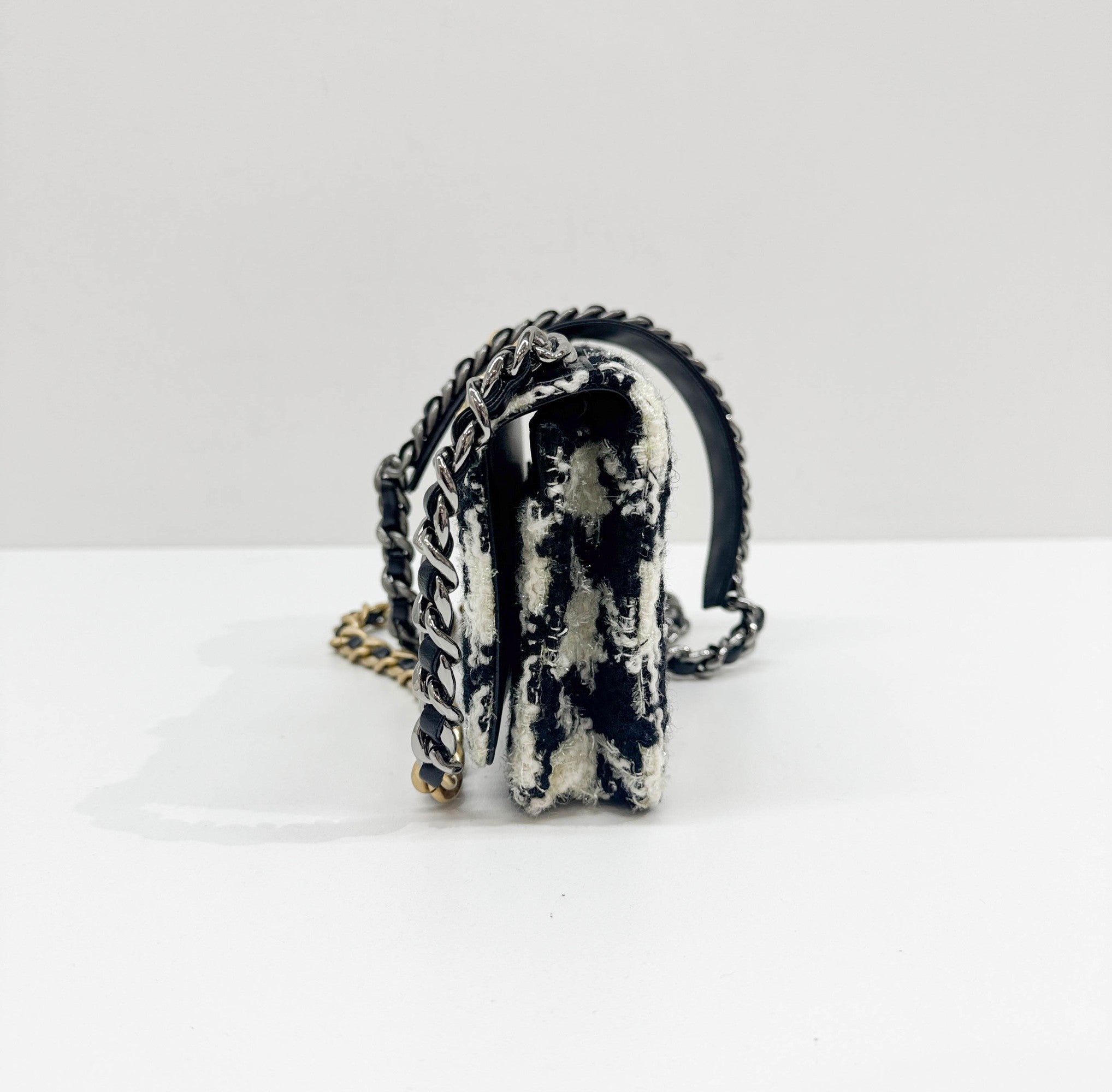 19 Black & White Tweed Wallet Two Way Bag