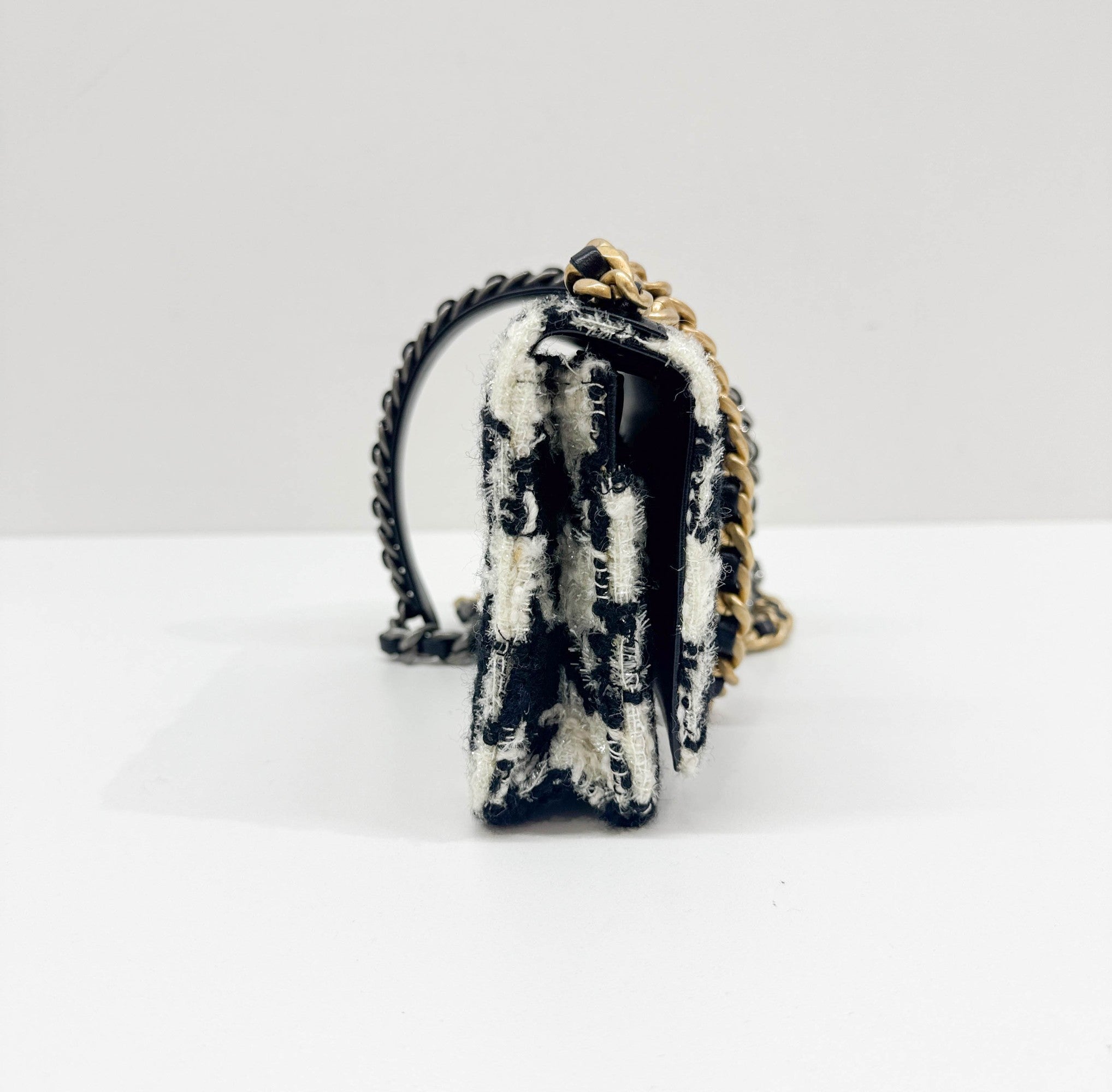 19 Black & White Tweed Wallet Two Way Bag