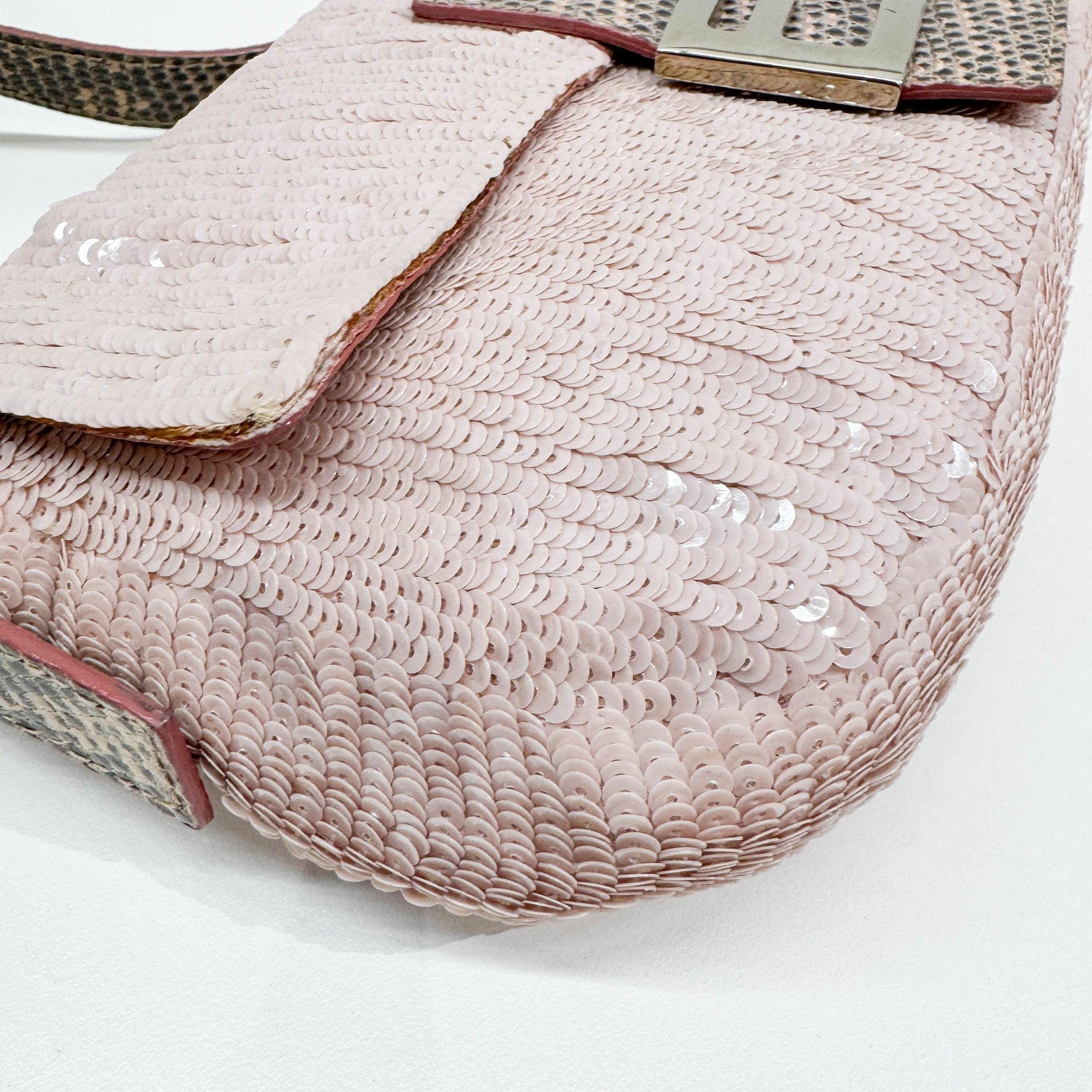 Baguette Pink Sequin Shoulder Bag