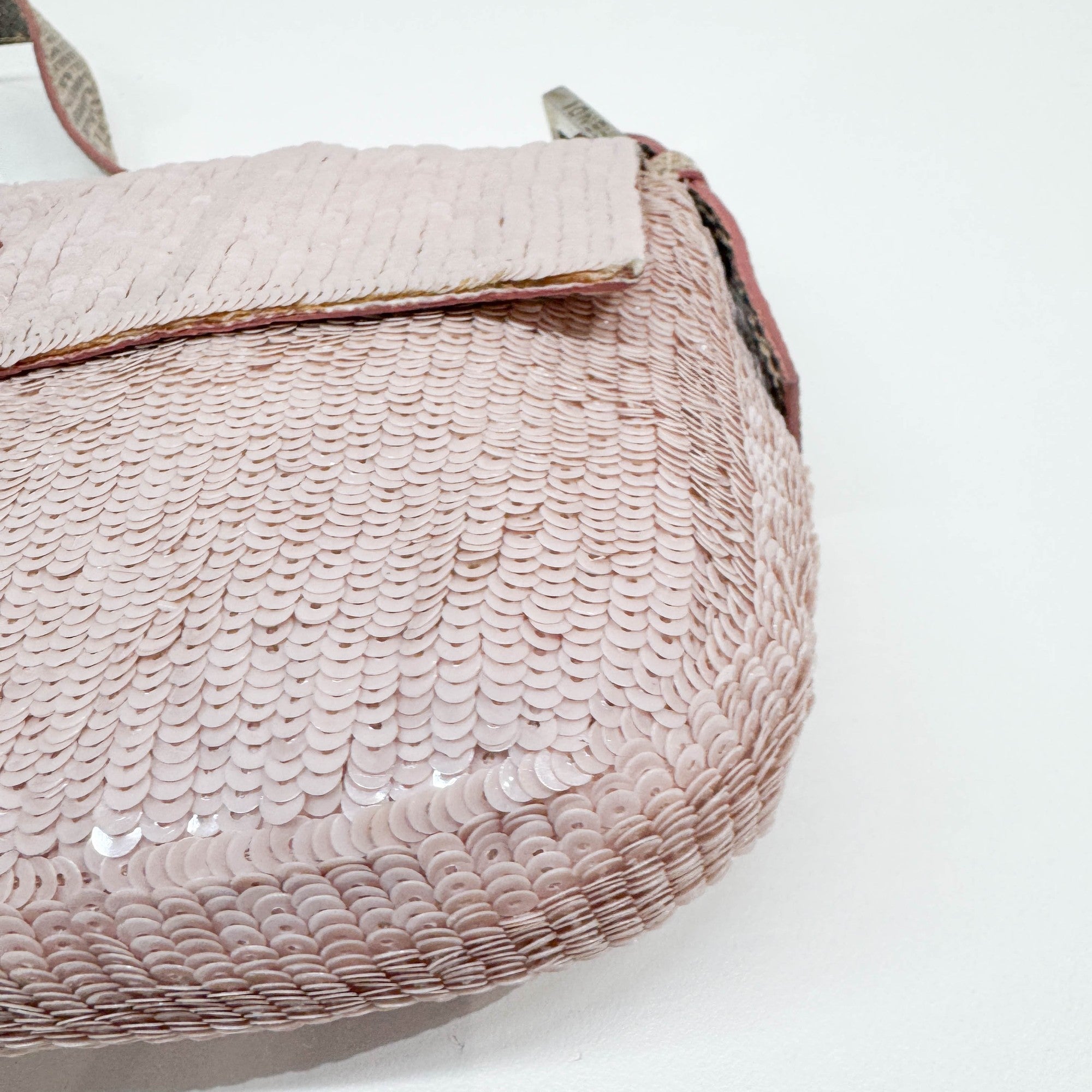 Baguette Pink Sequin Shoulder Bag