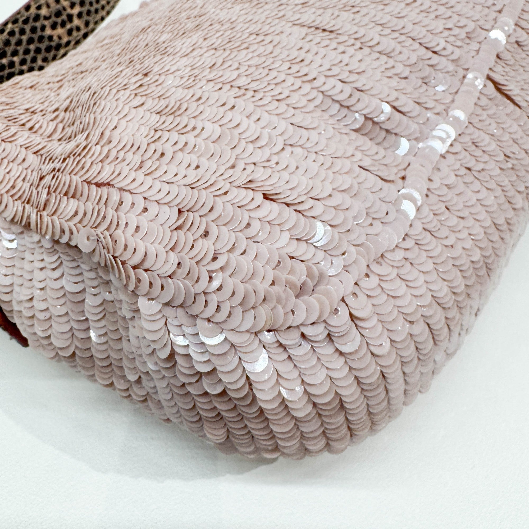 Baguette Pink Sequin Shoulder Bag