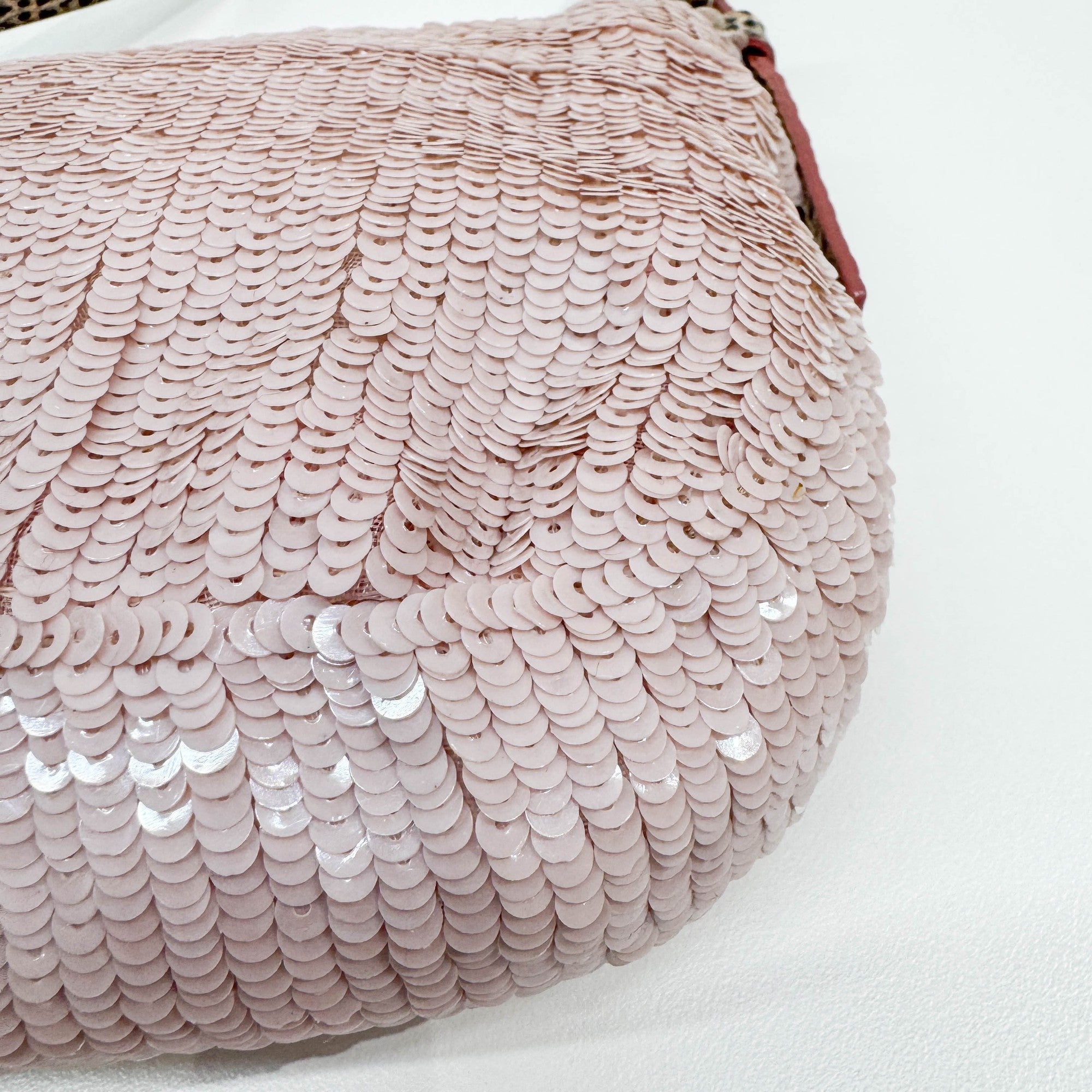 Baguette Pink Sequin Shoulder Bag