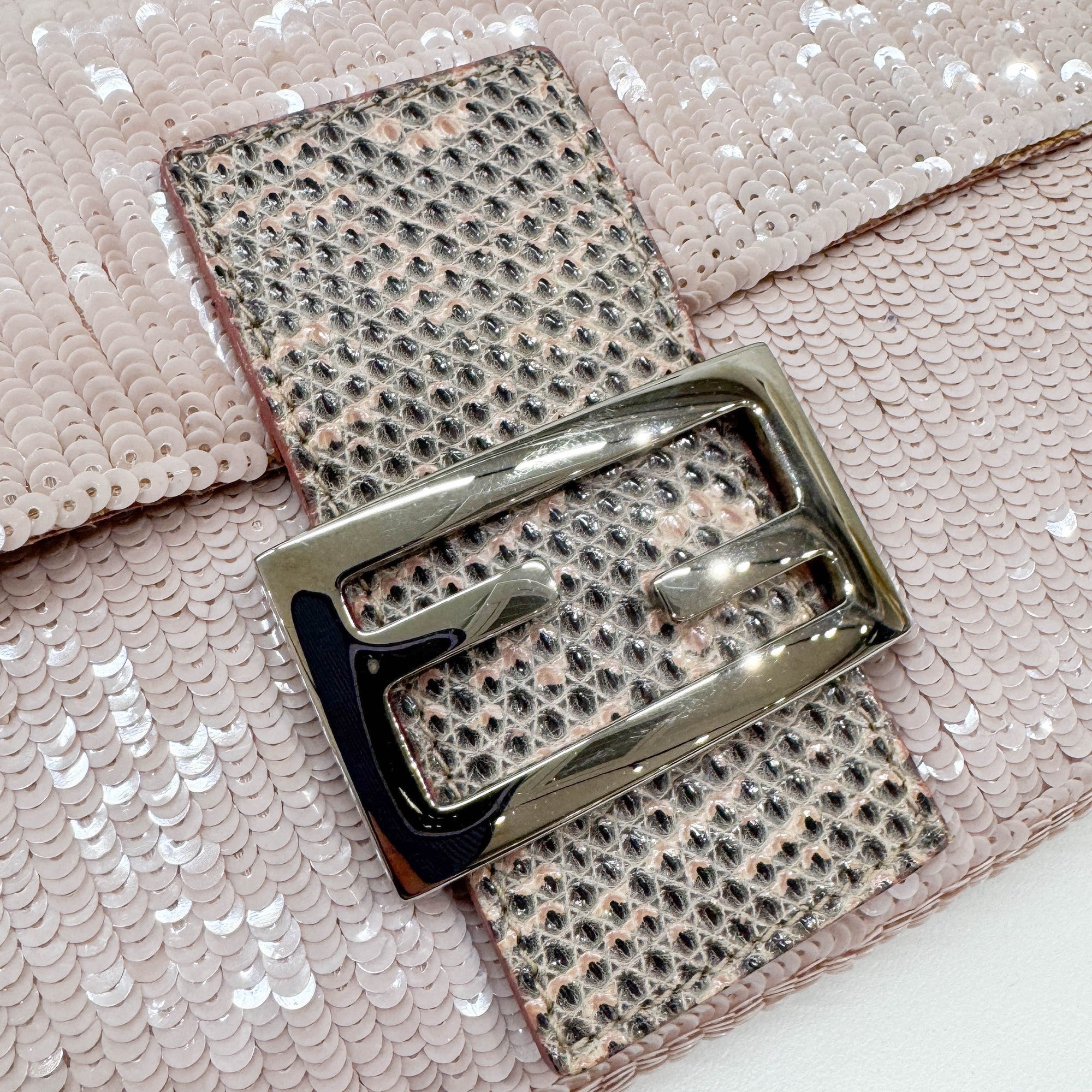 Baguette Pink Sequin Shoulder Bag