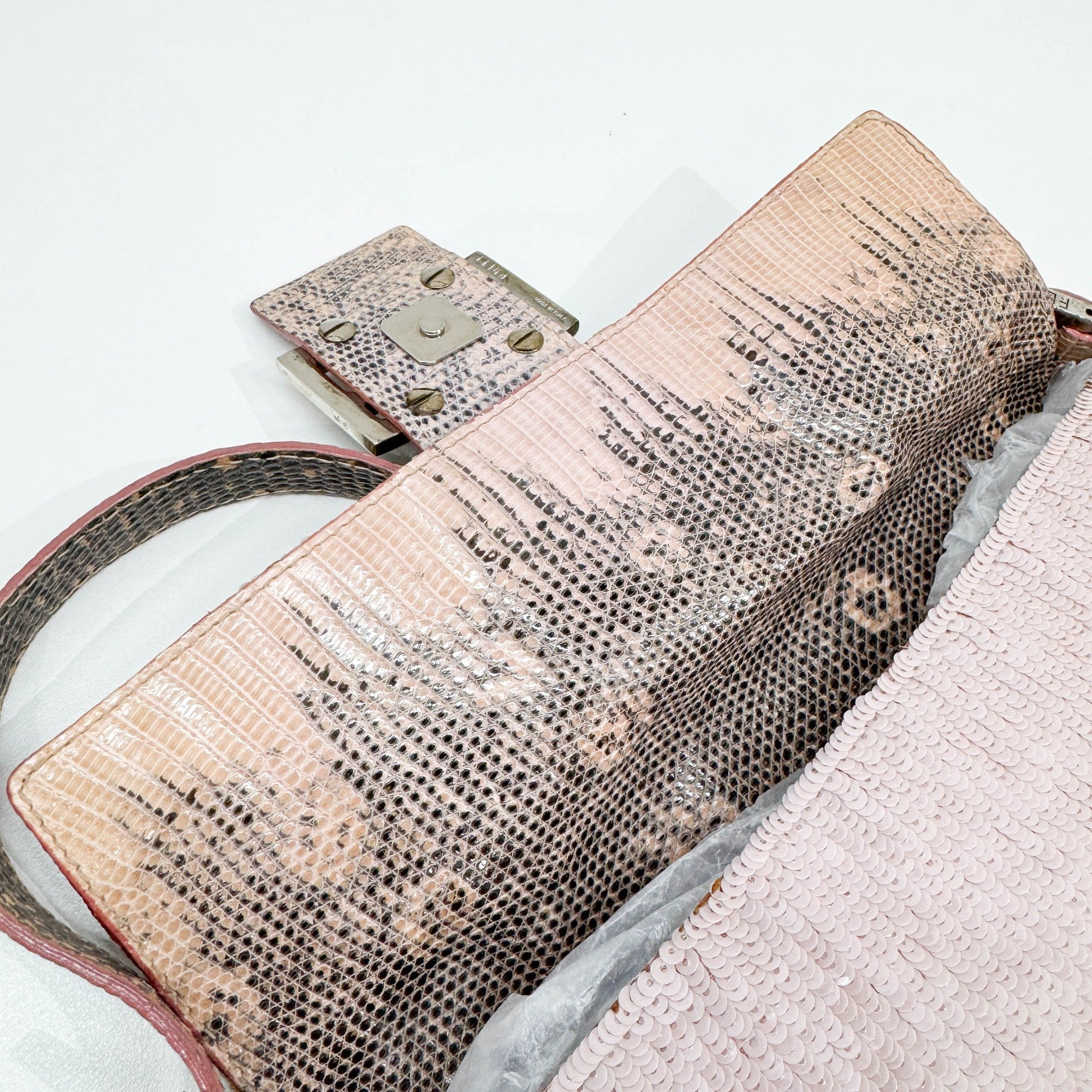 Baguette Pink Sequin Shoulder Bag