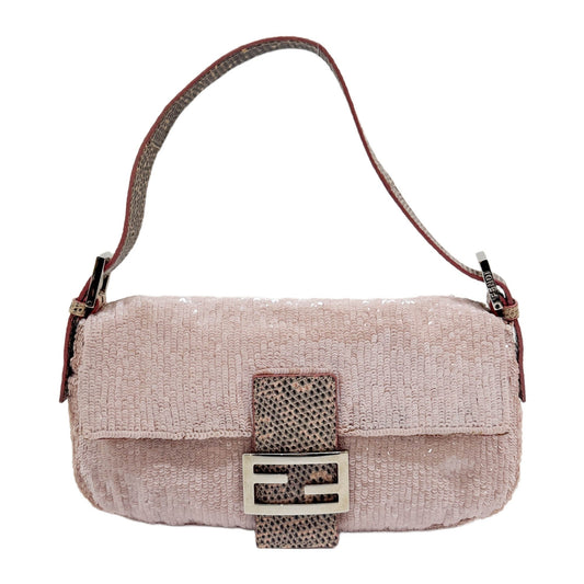 Baguette Pink Sequin Shoulder Bag