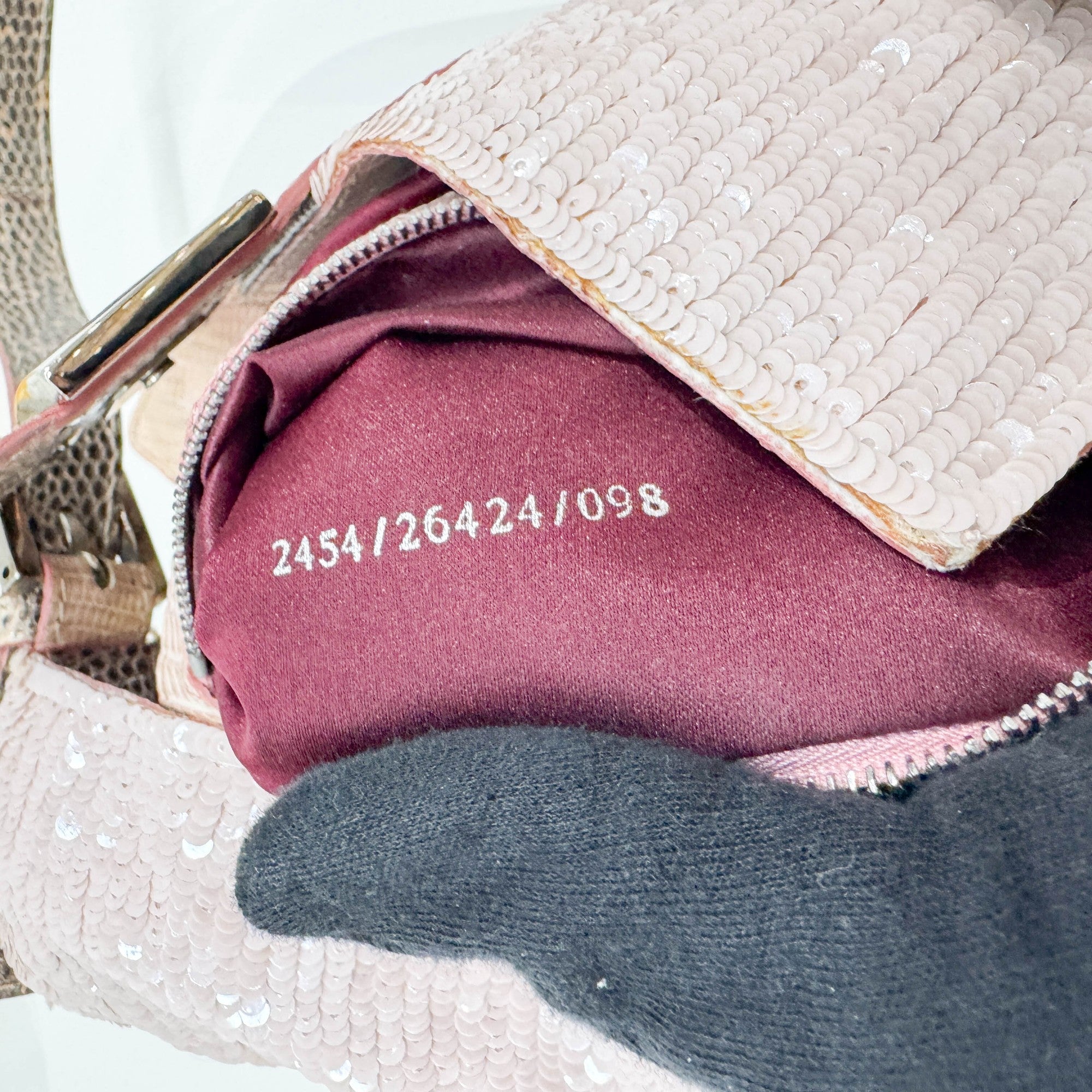 Baguette Pink Sequin Shoulder Bag