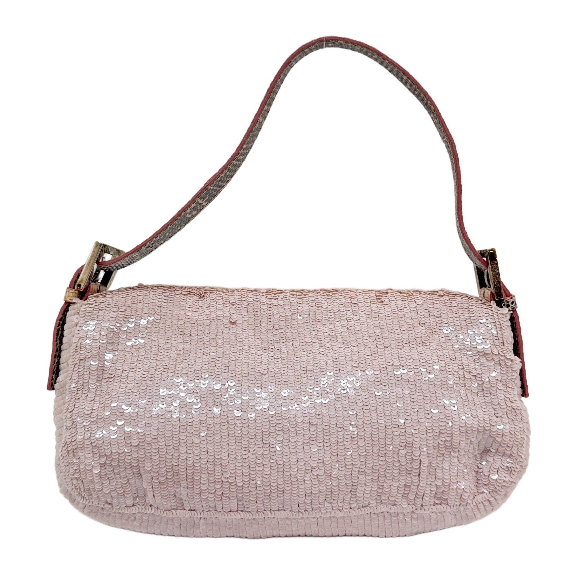 Baguette Pink Sequin Shoulder Bag