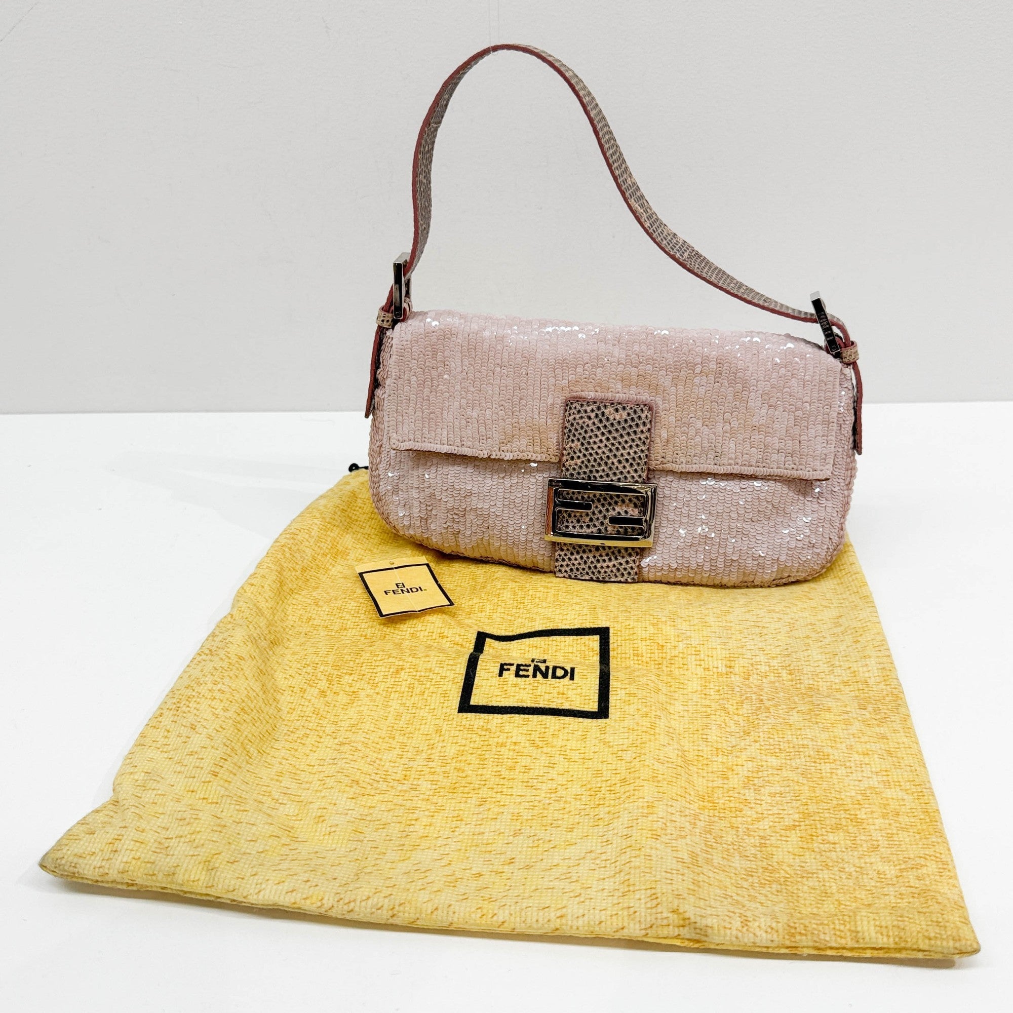 Baguette Pink Sequin Shoulder Bag
