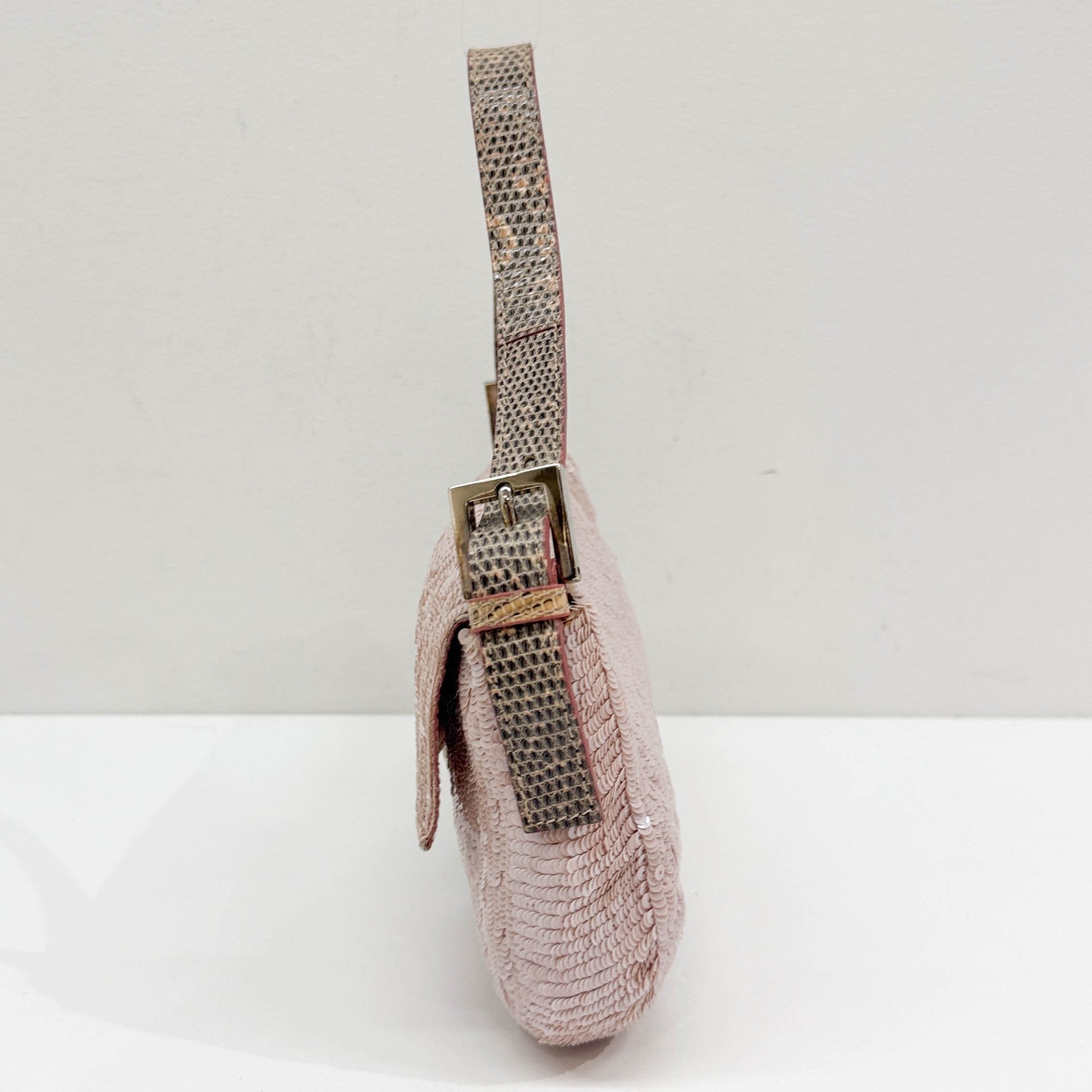 Baguette Pink Sequin Shoulder Bag