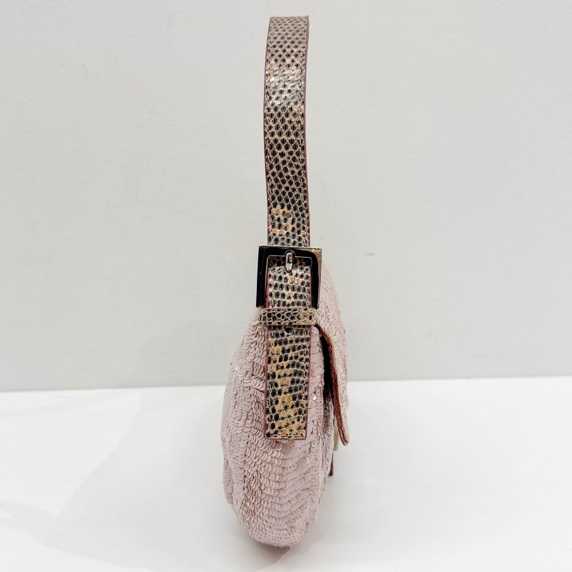 Baguette Pink Sequin Shoulder Bag
