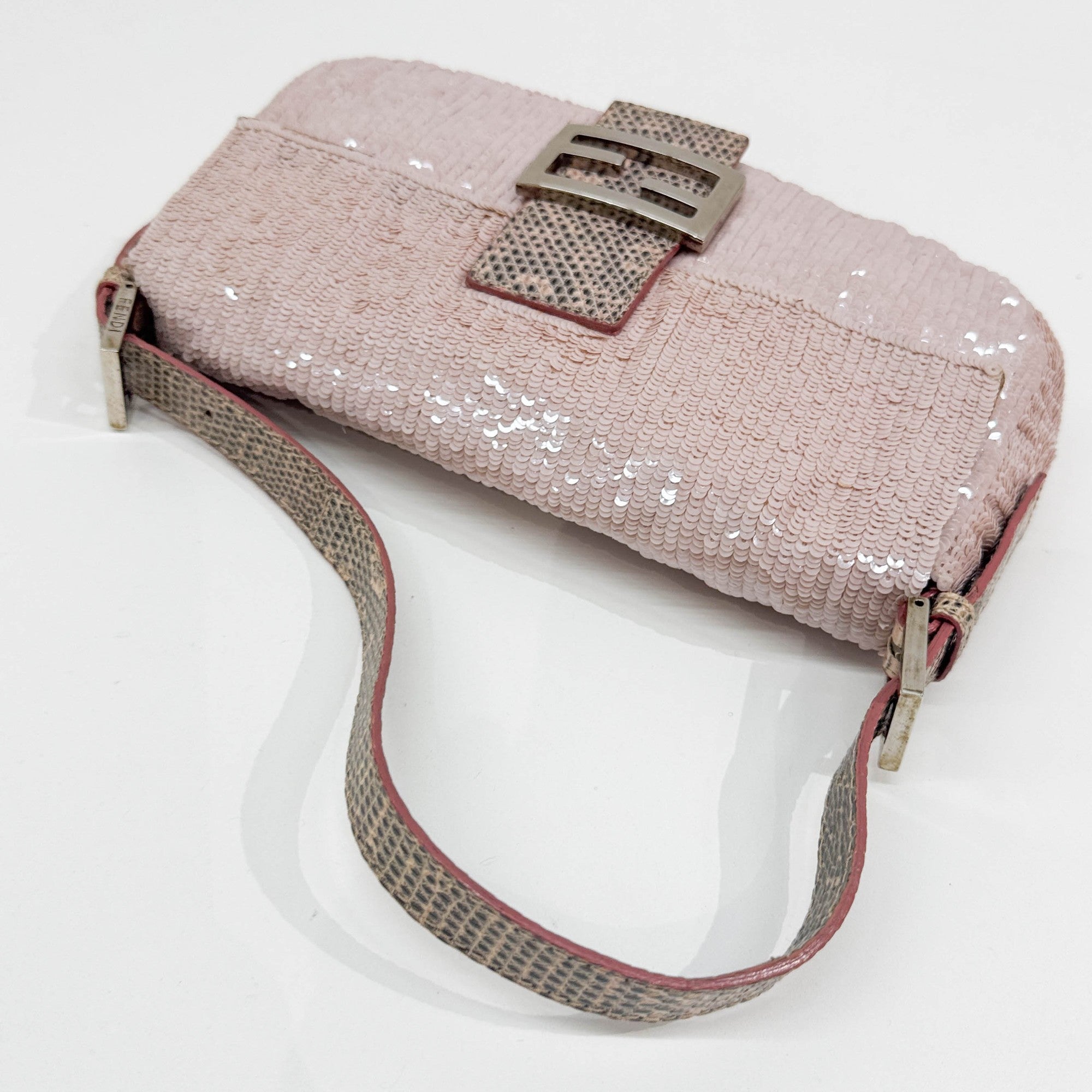 Baguette Pink Sequin Shoulder Bag