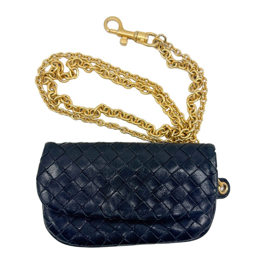Intrecciato Chain Black Leather Pouch