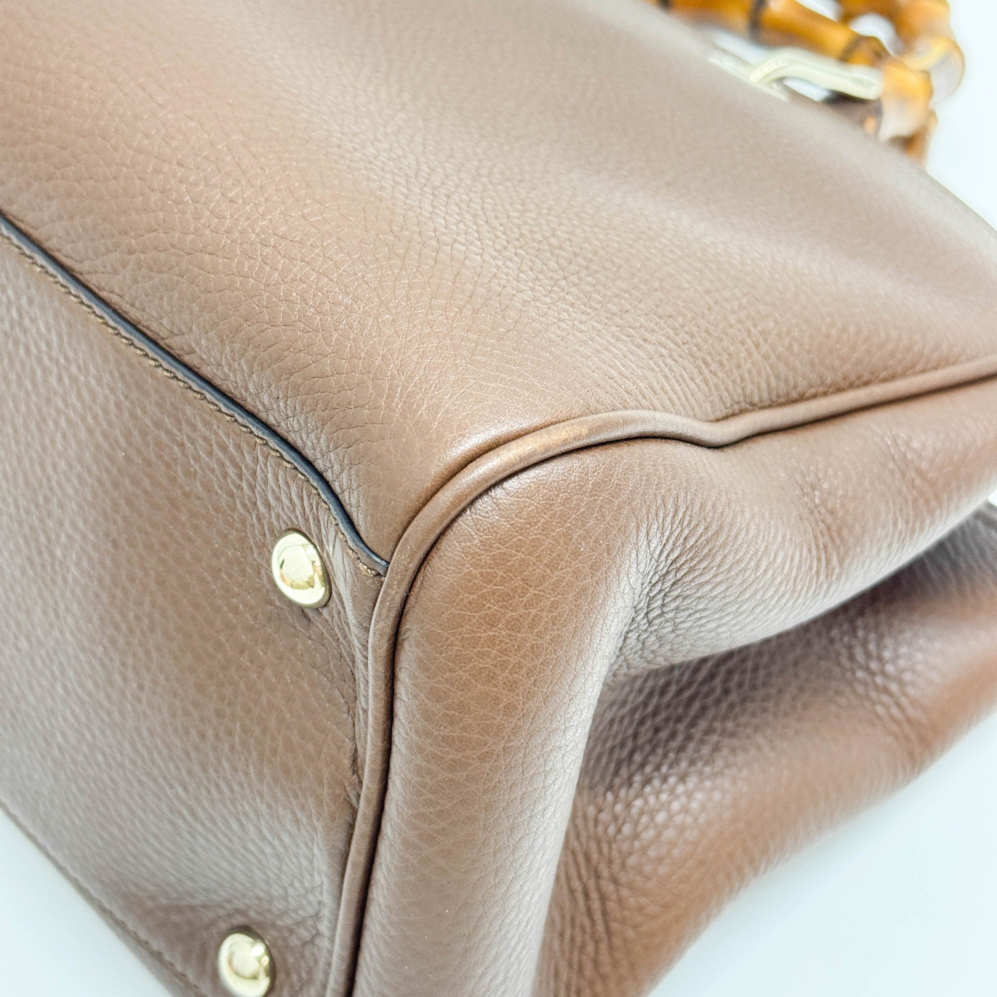 Bamboo Brown Leather Hand Bag