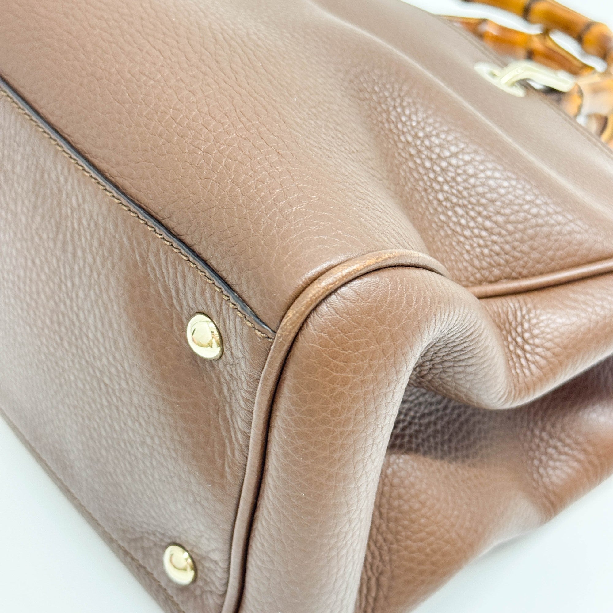 Bamboo Brown Leather Hand Bag