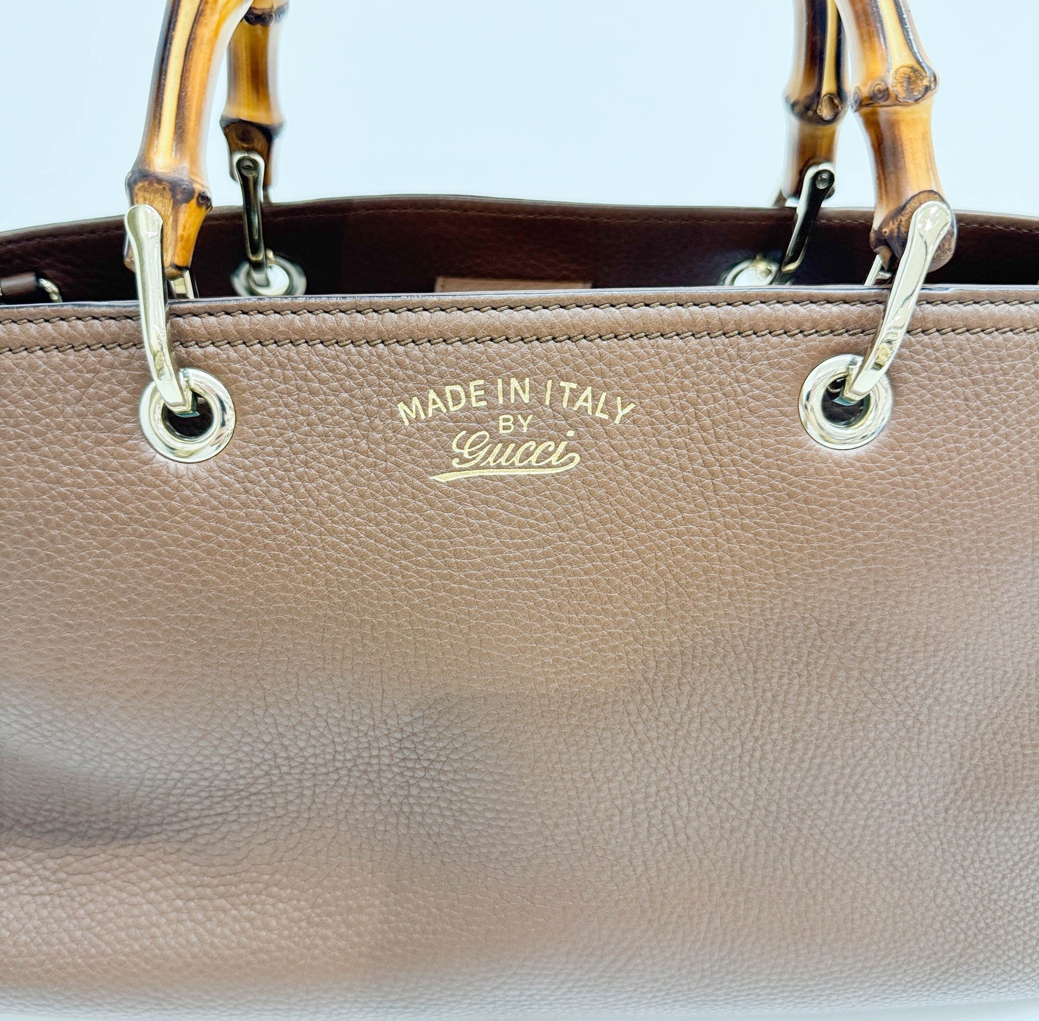 Bamboo Brown Leather Hand Bag